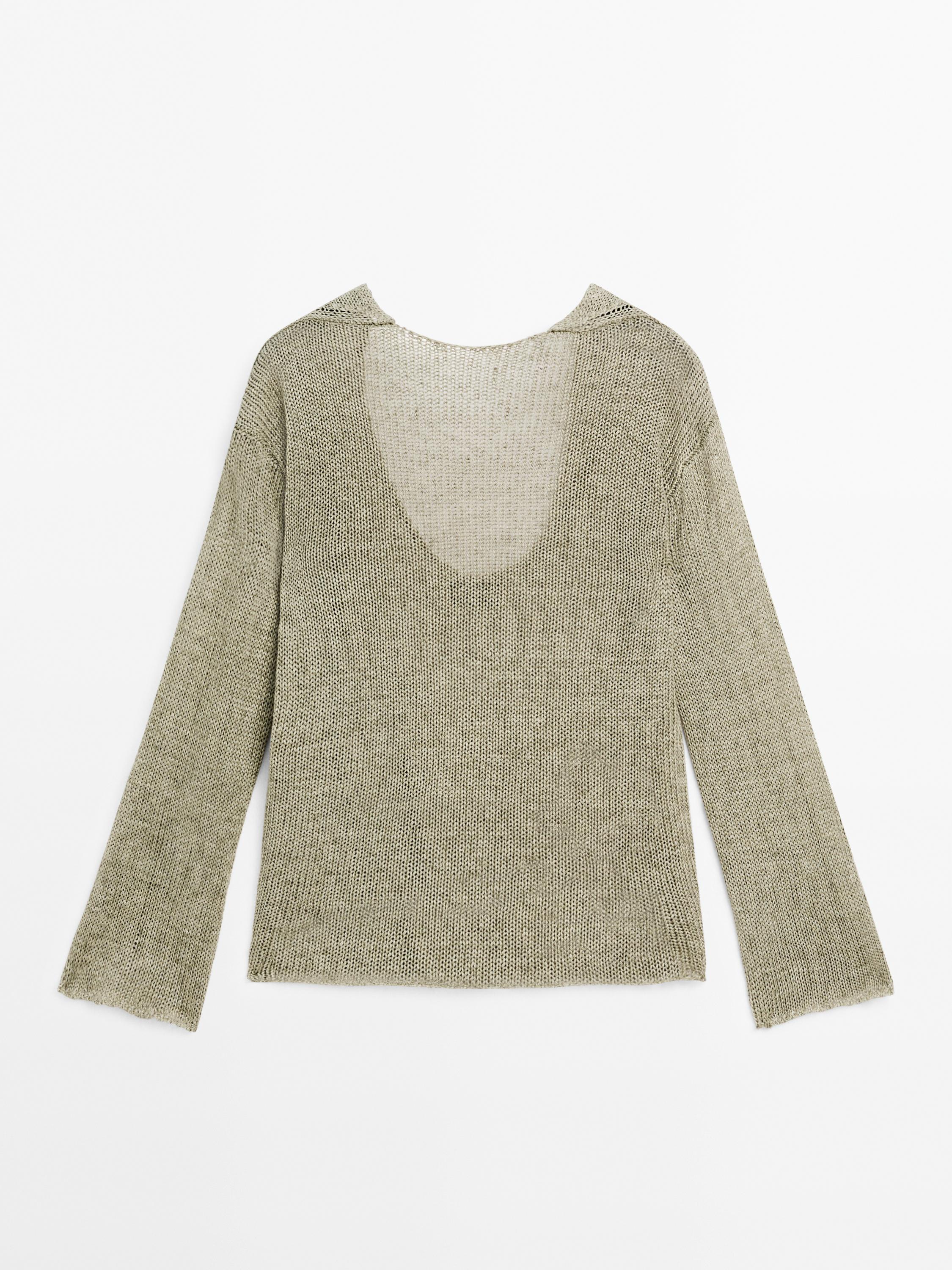 Pull à col en V en lin - STUDIO