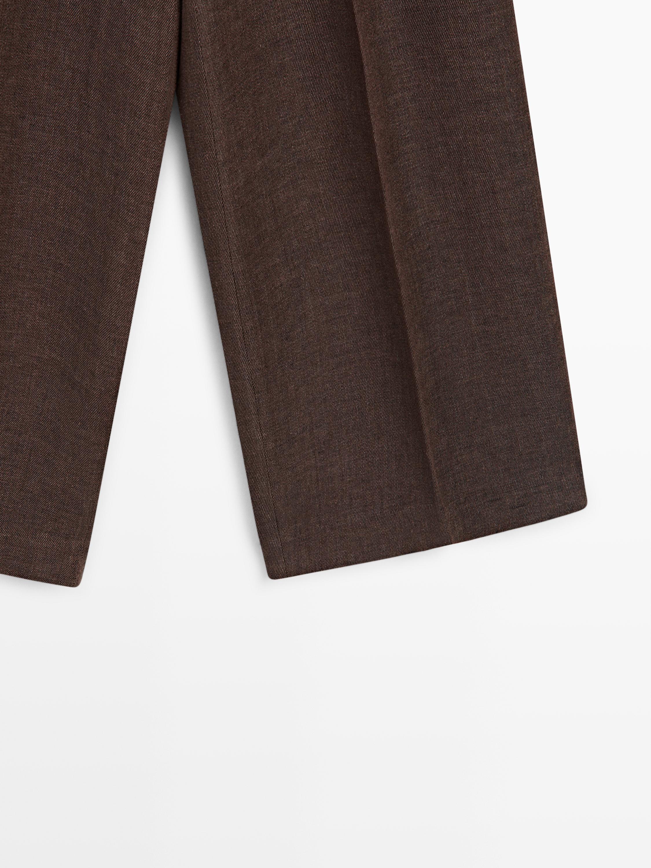 Flowing linen suit trousers — BROWN