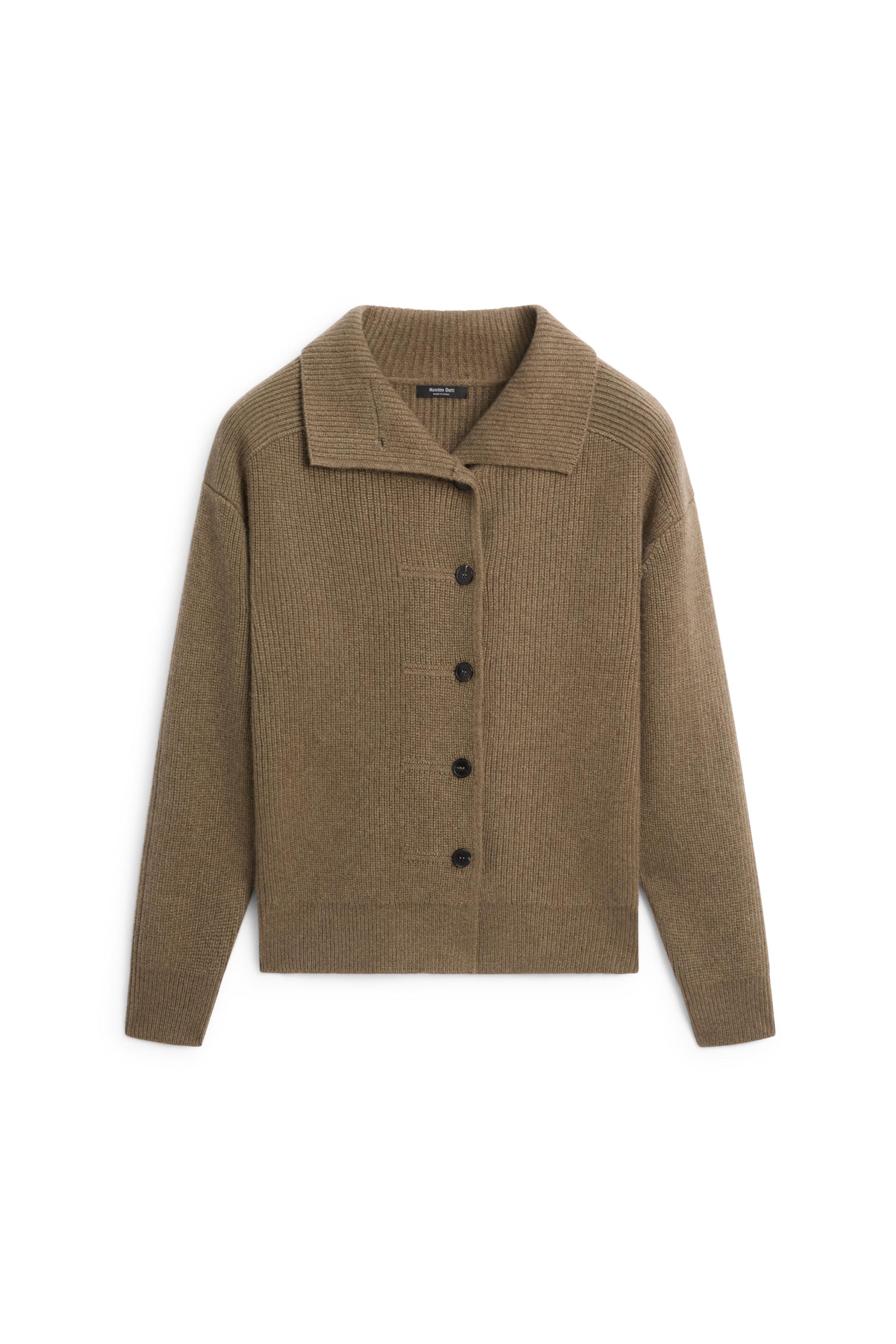 100% cashmere cross-over knit cardigan — KHAKI