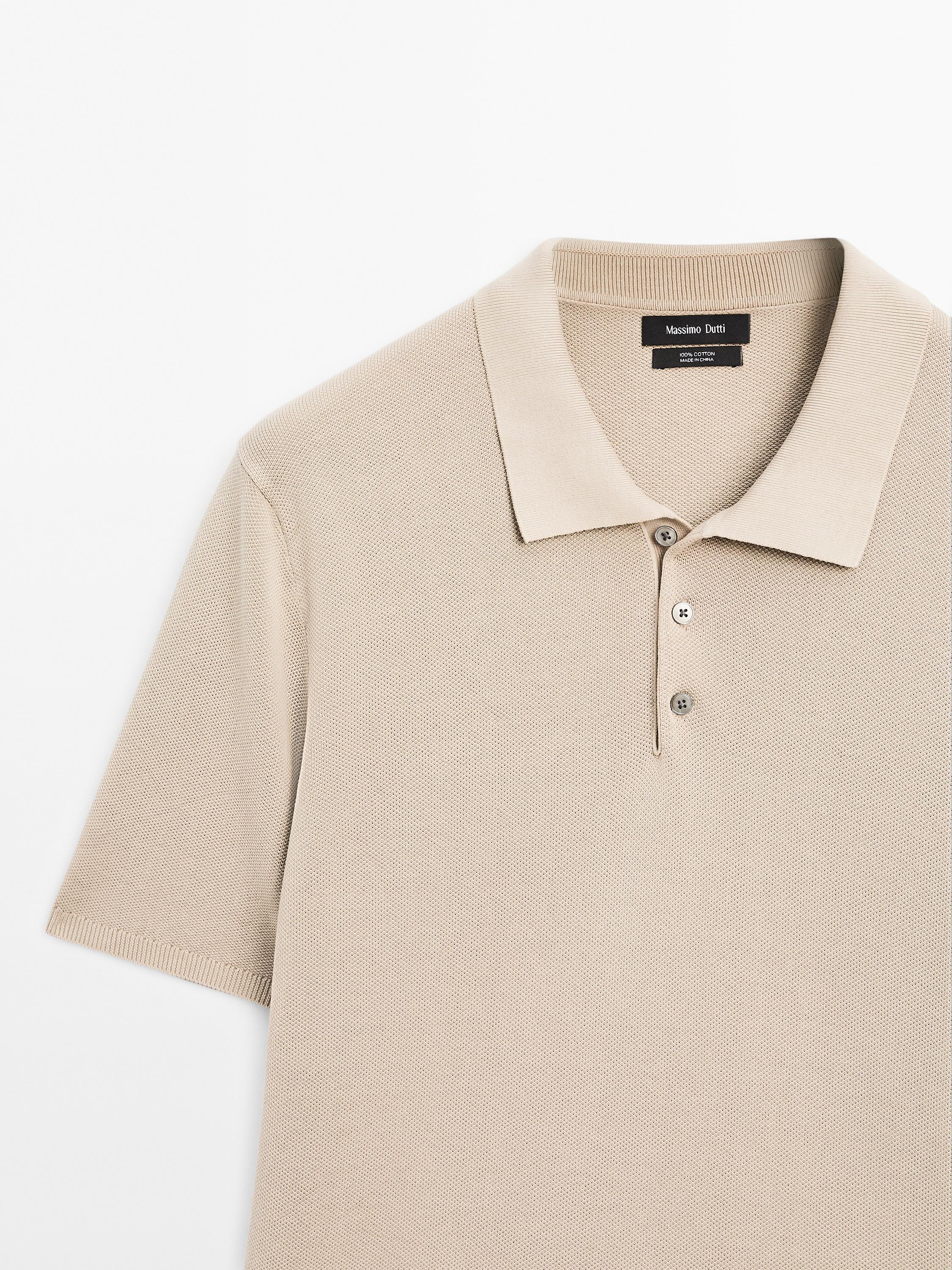 100% cotton textured knit polo shirt