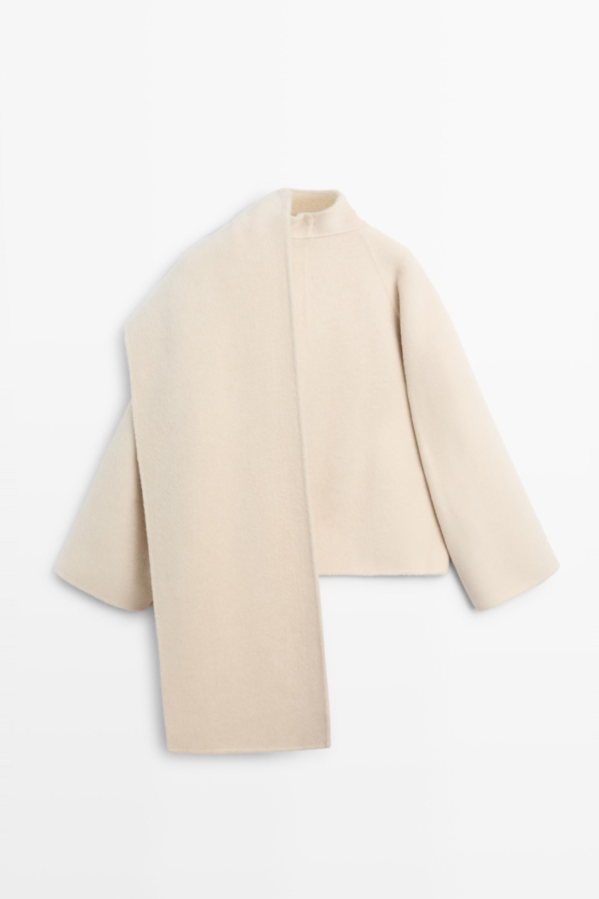 Short coat with scarf detail — Off white