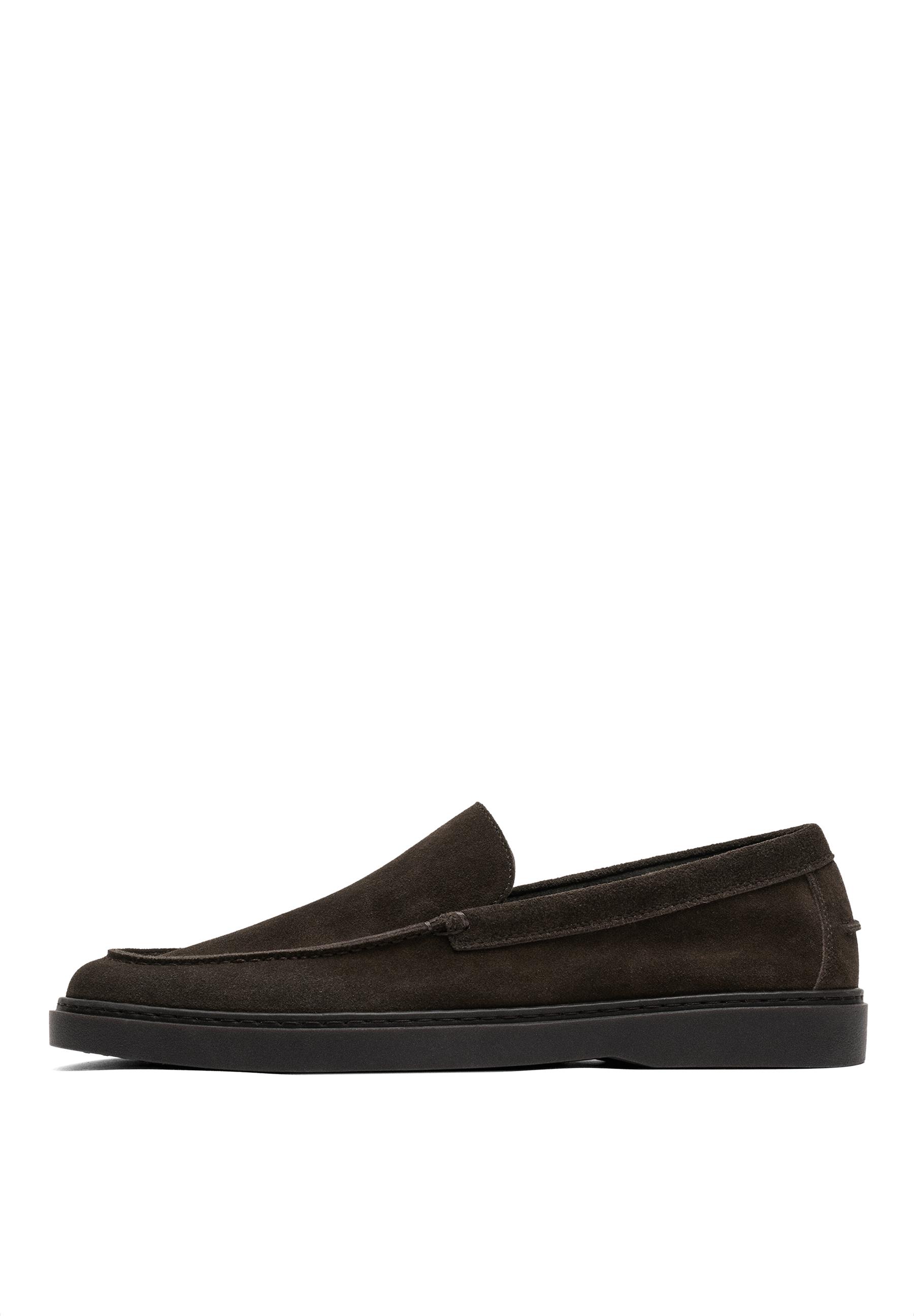 Split suede leather loafer — BROWN