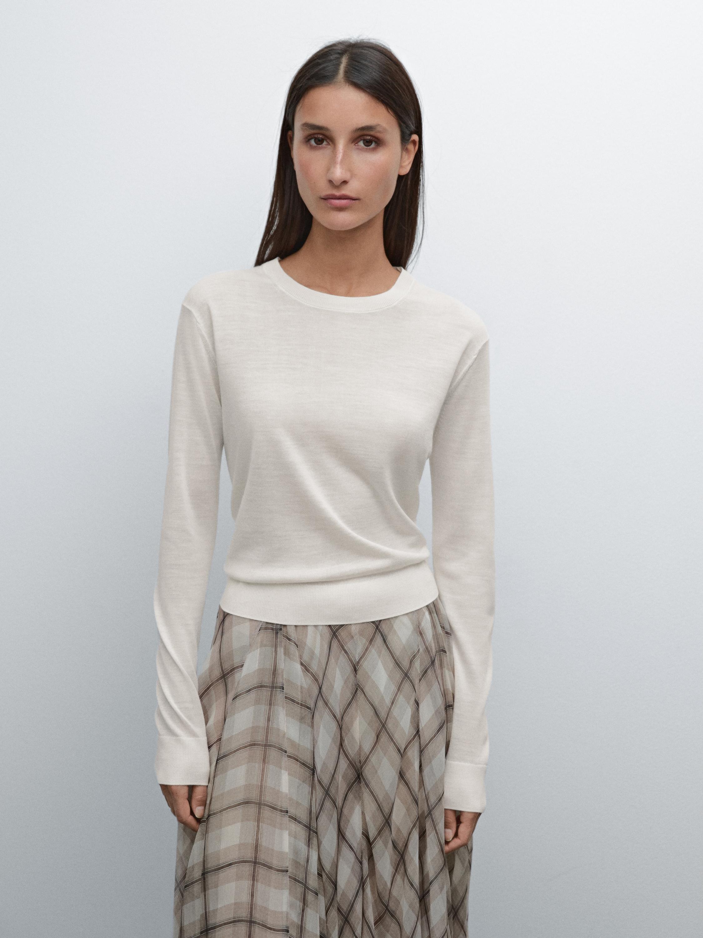 Knit wool blend sweater with crew neck