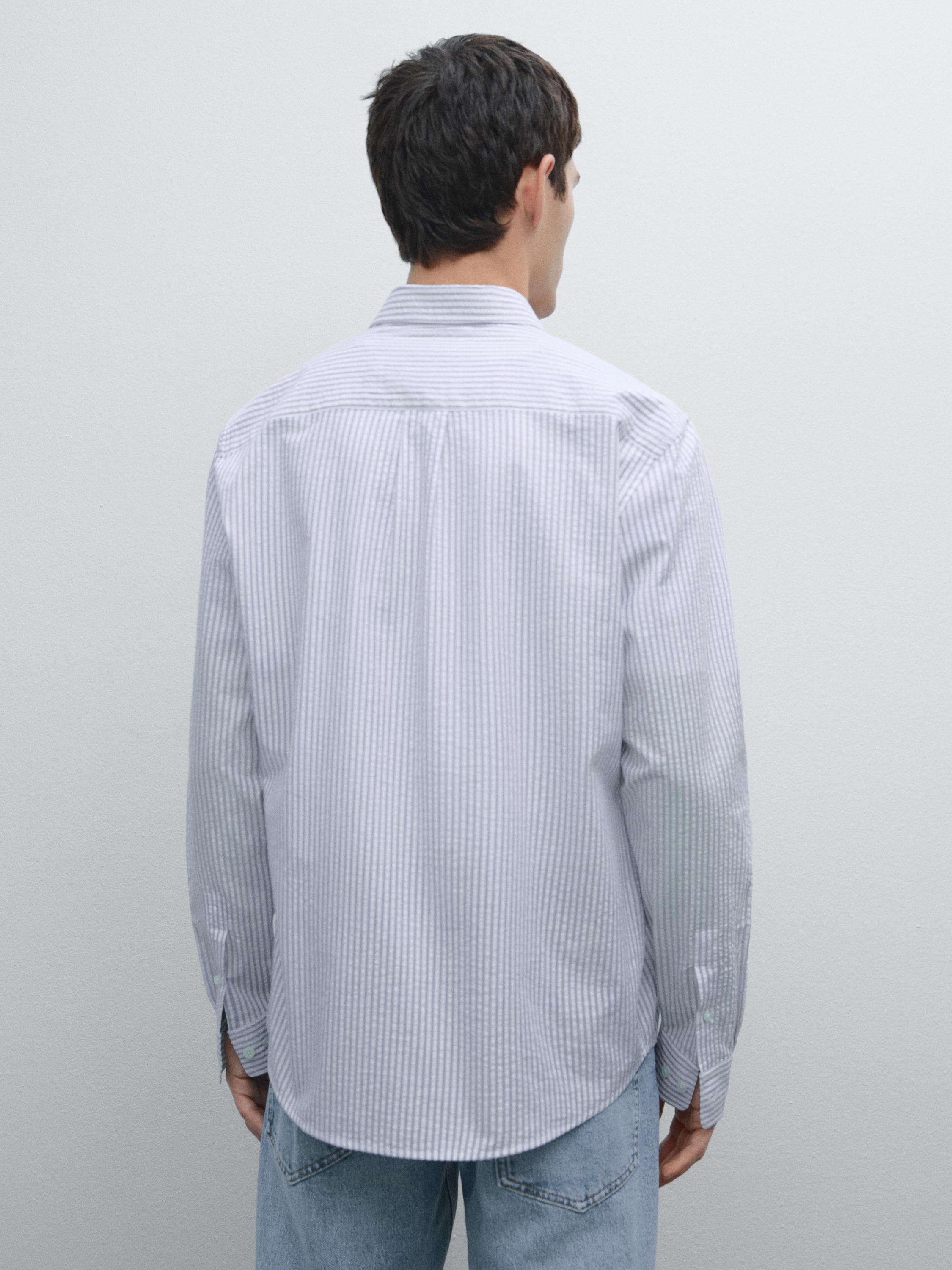 Chemise à rayures regular fit 100 % coton