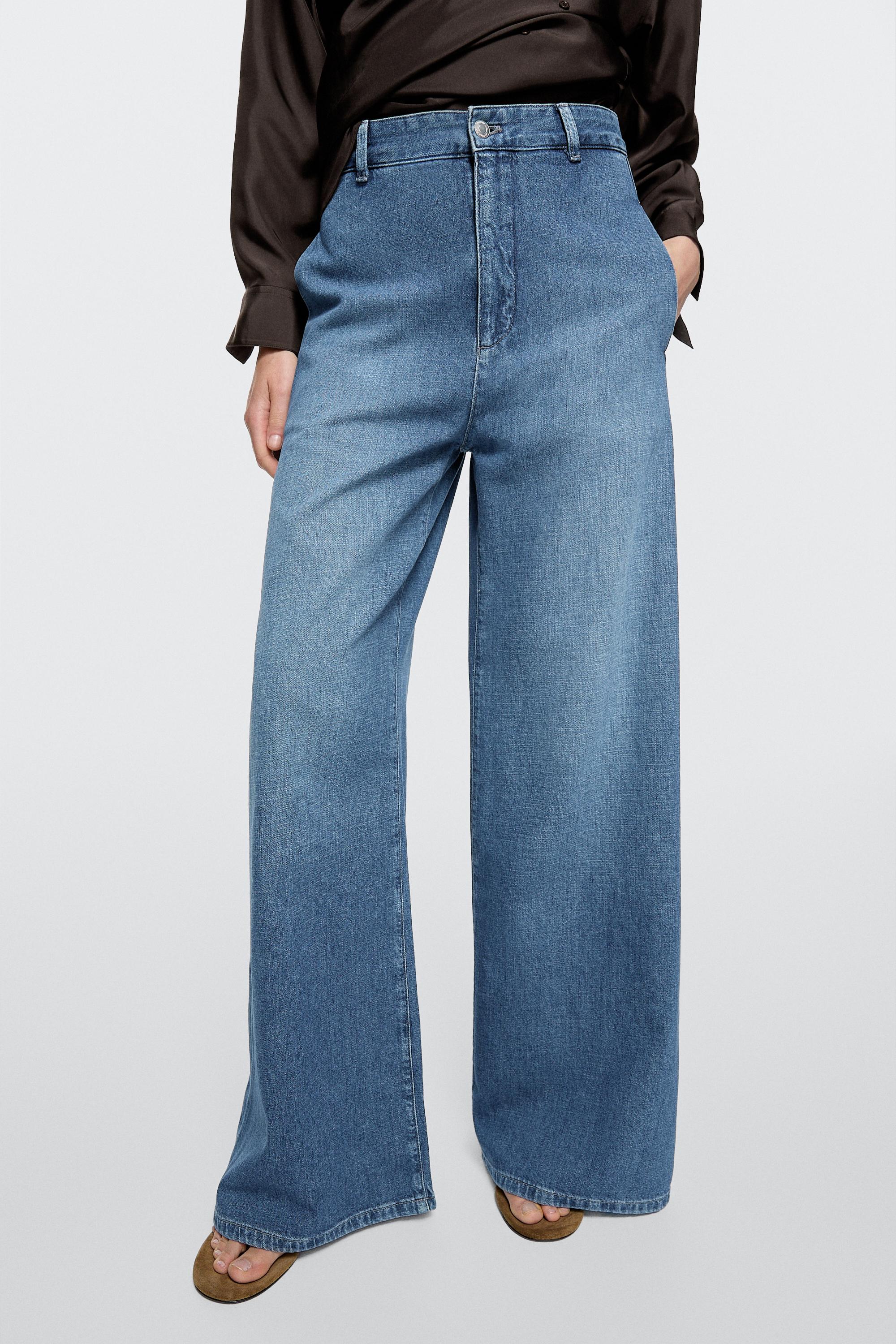 High-waist wide-leg jeans — Light Blue