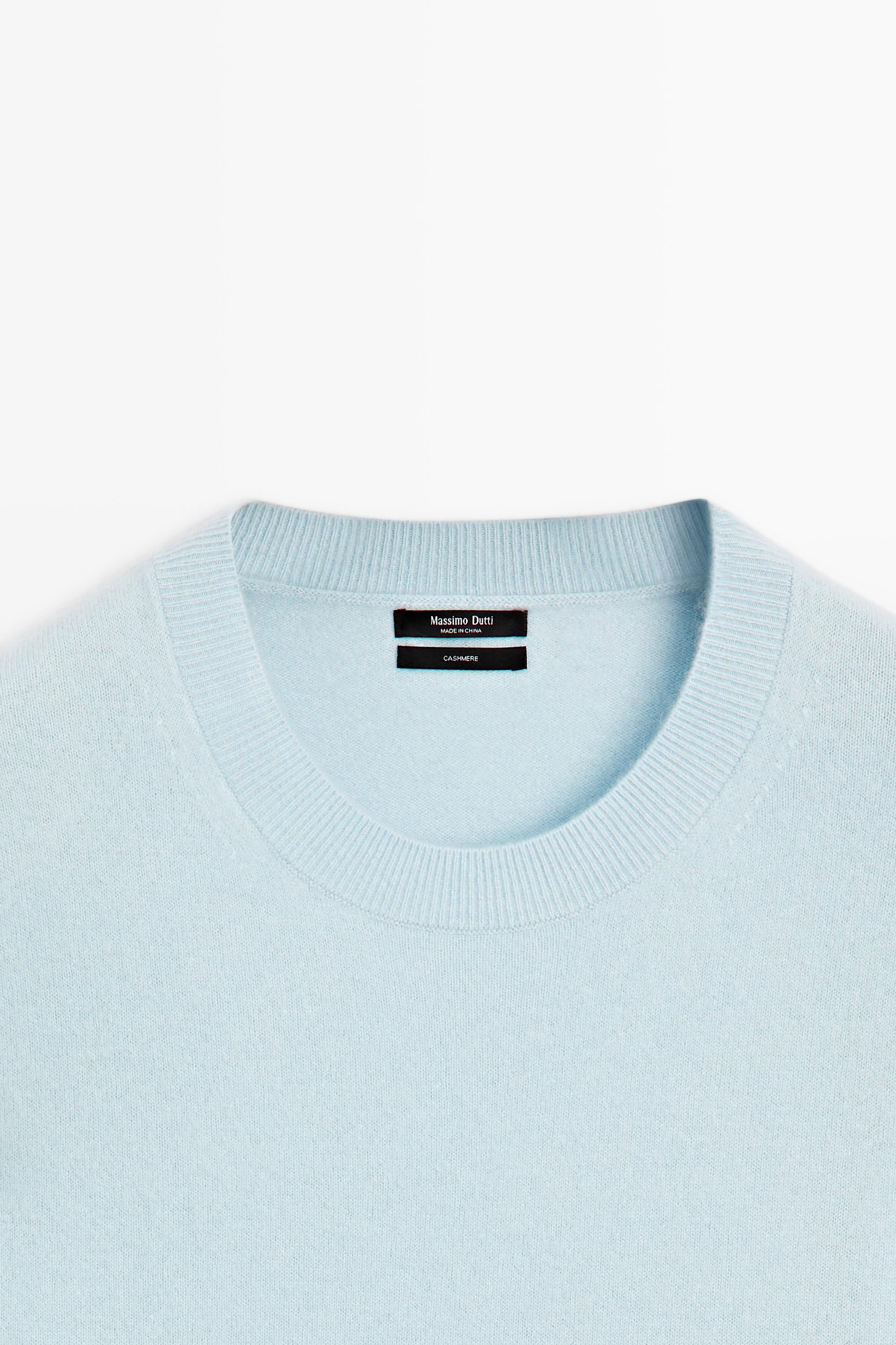 100% cashmere long sleeve sweater — Light blue