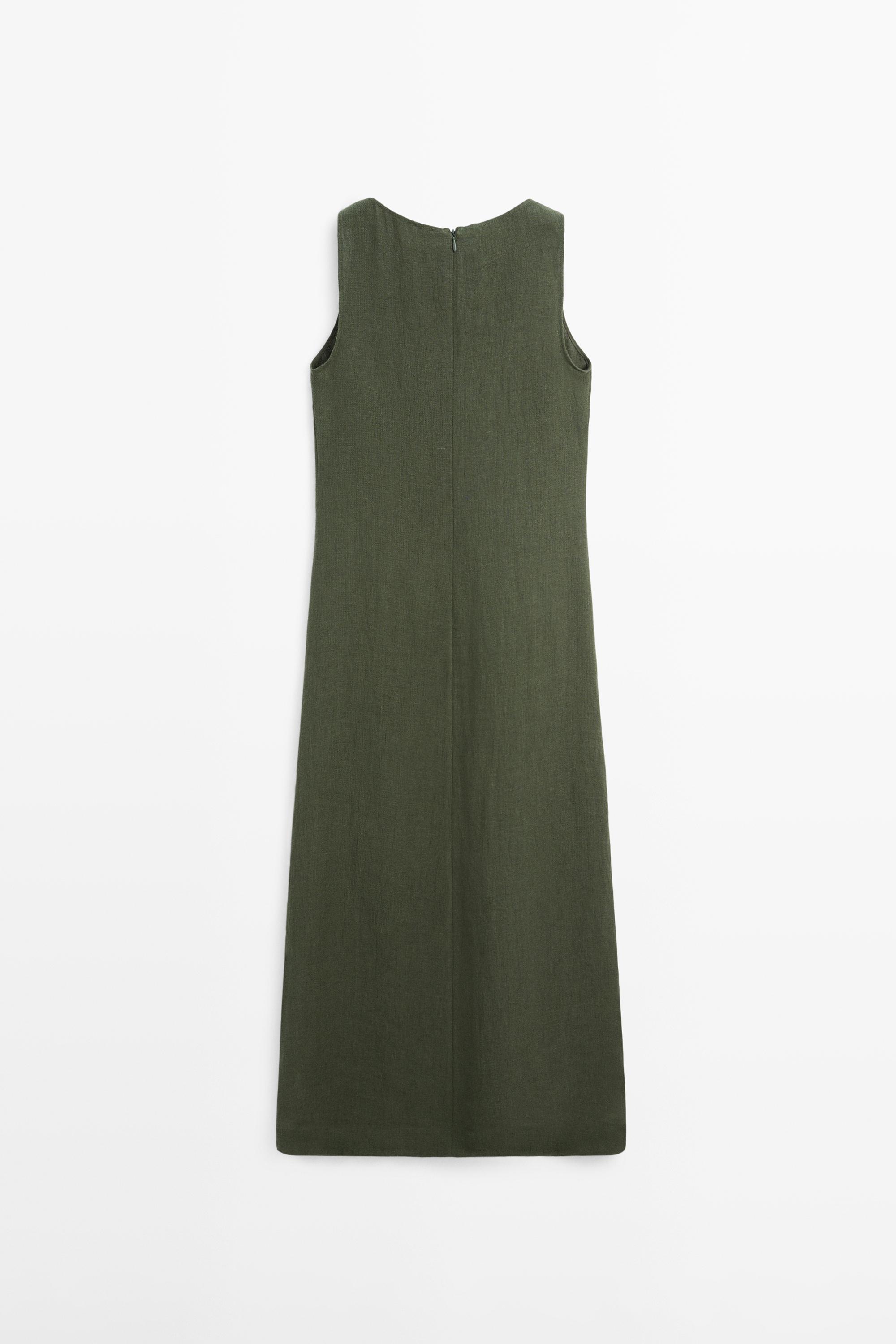 Long linen dress — GREEN