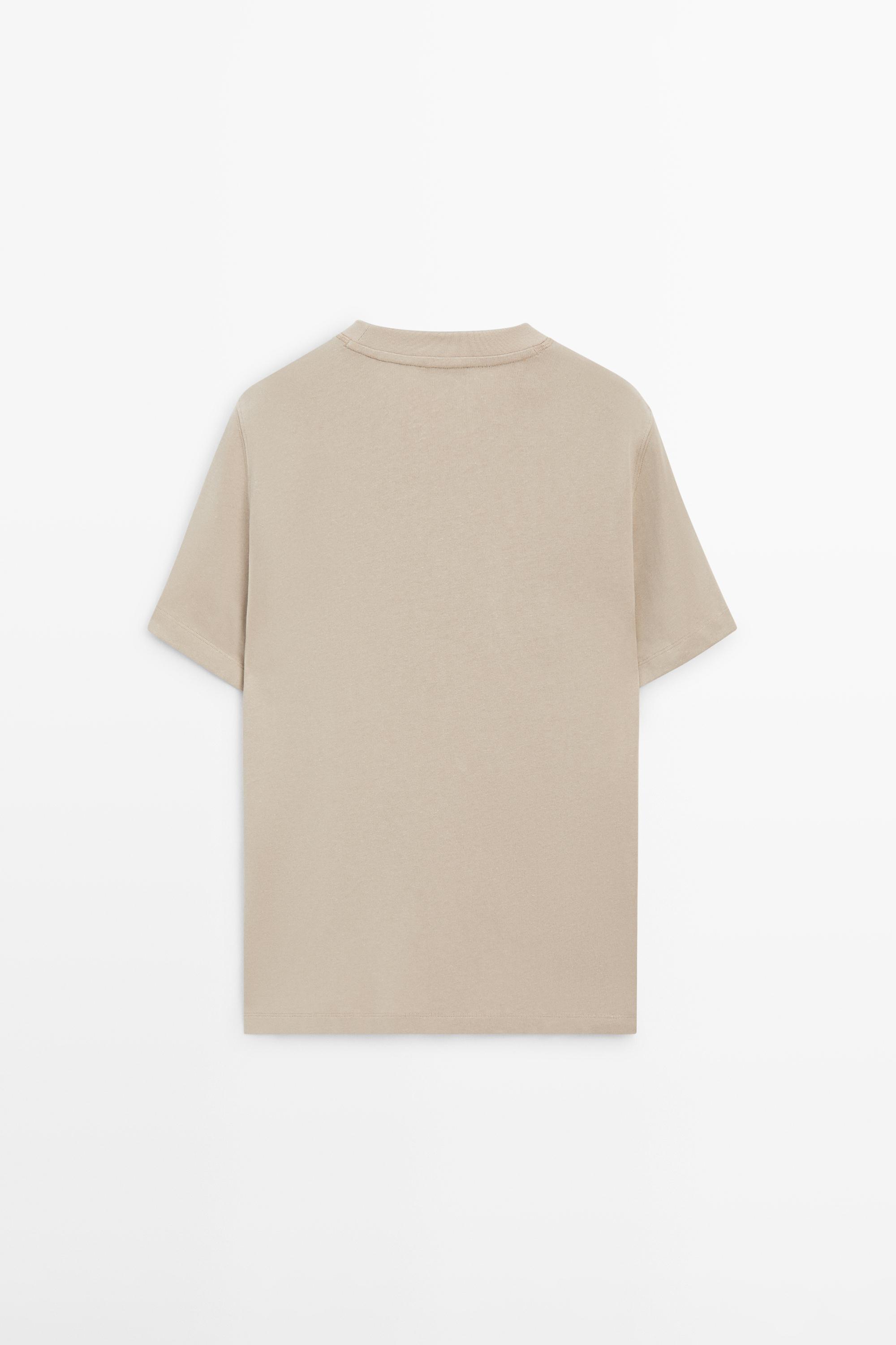 Short sleeve cotton blend T-shirt — SAND