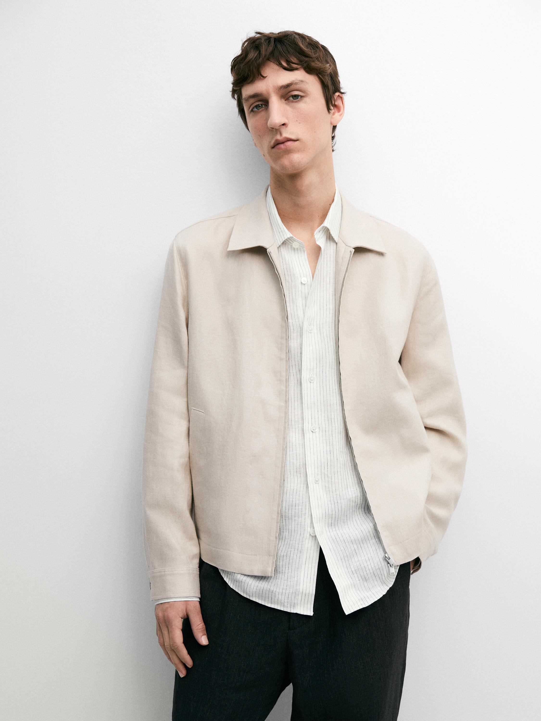 100% linen total look bomber jacket