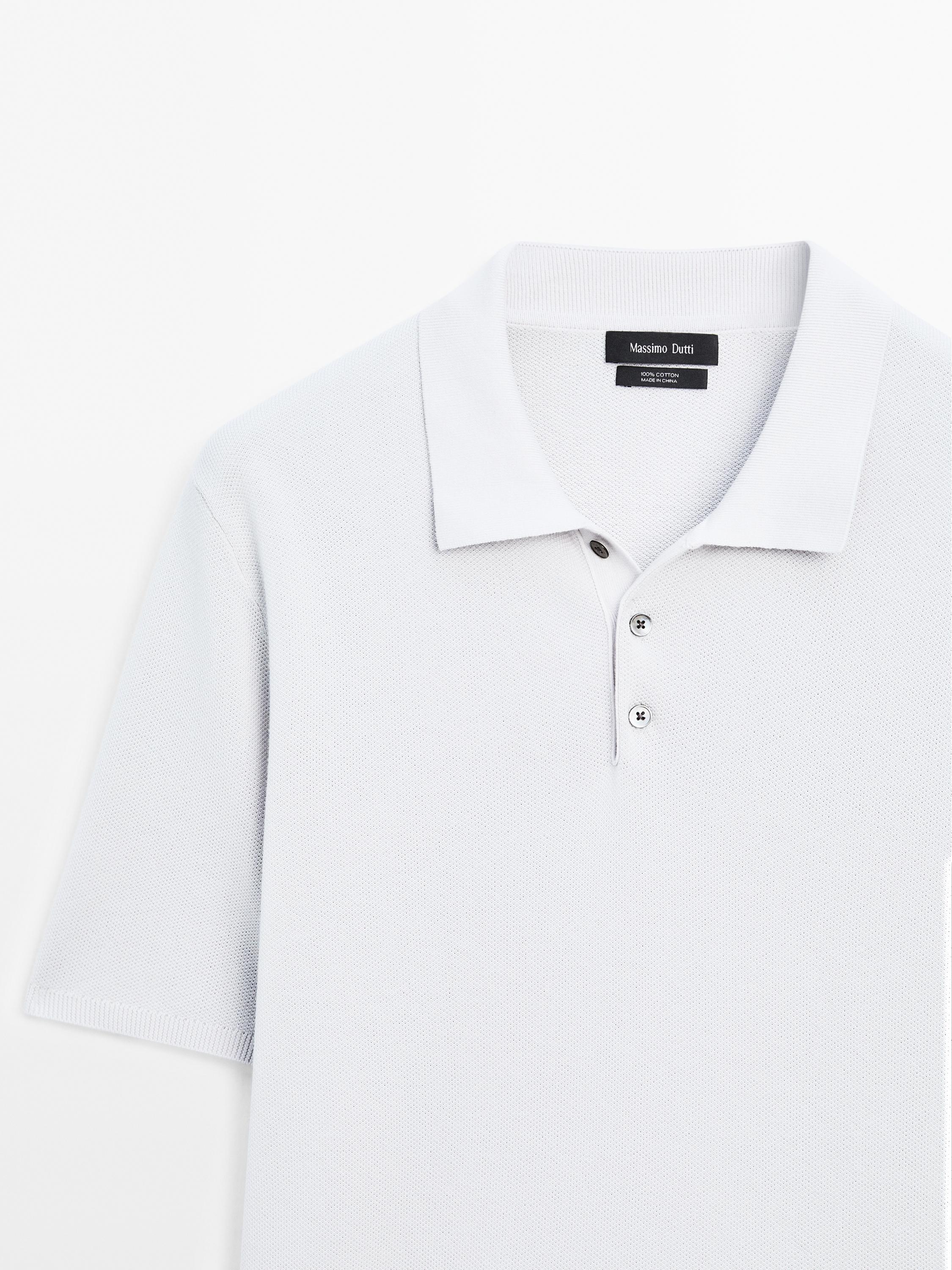 100% cotton textured knit polo shirt