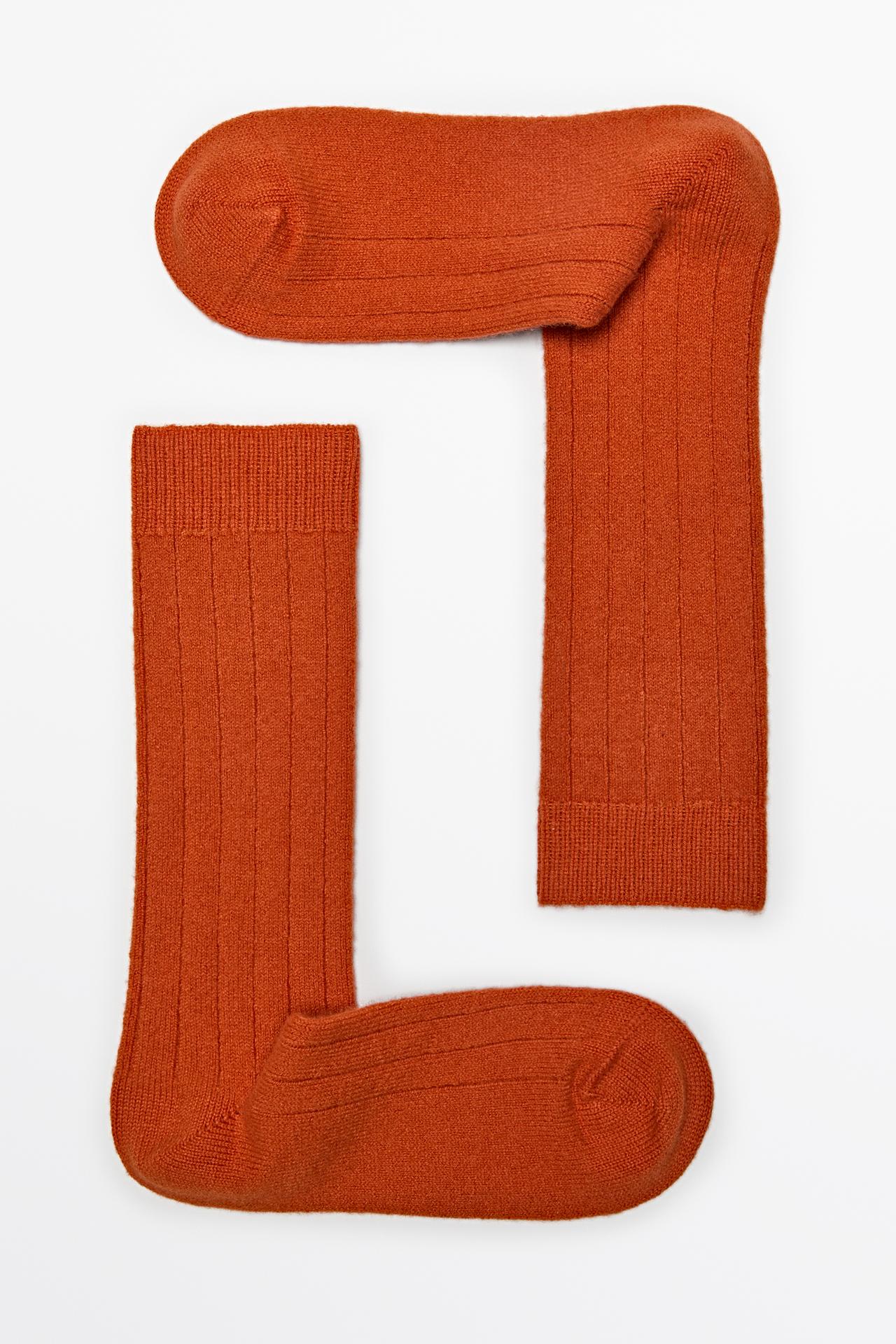 Cashmere blend ribbed socks — ORANGE