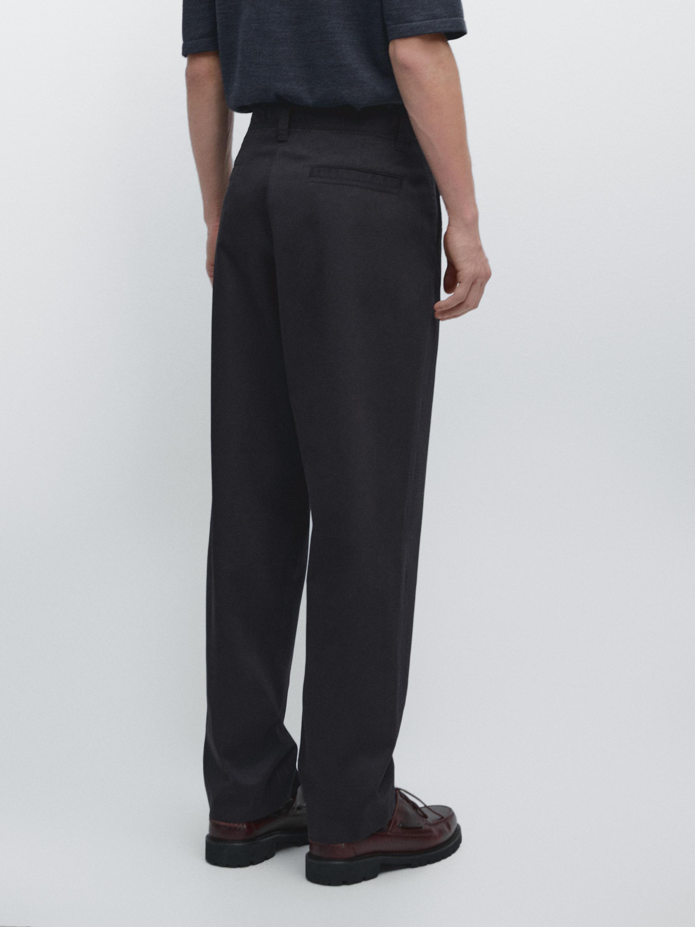 Relaxed fit cotton trousers — NAVY BLUE