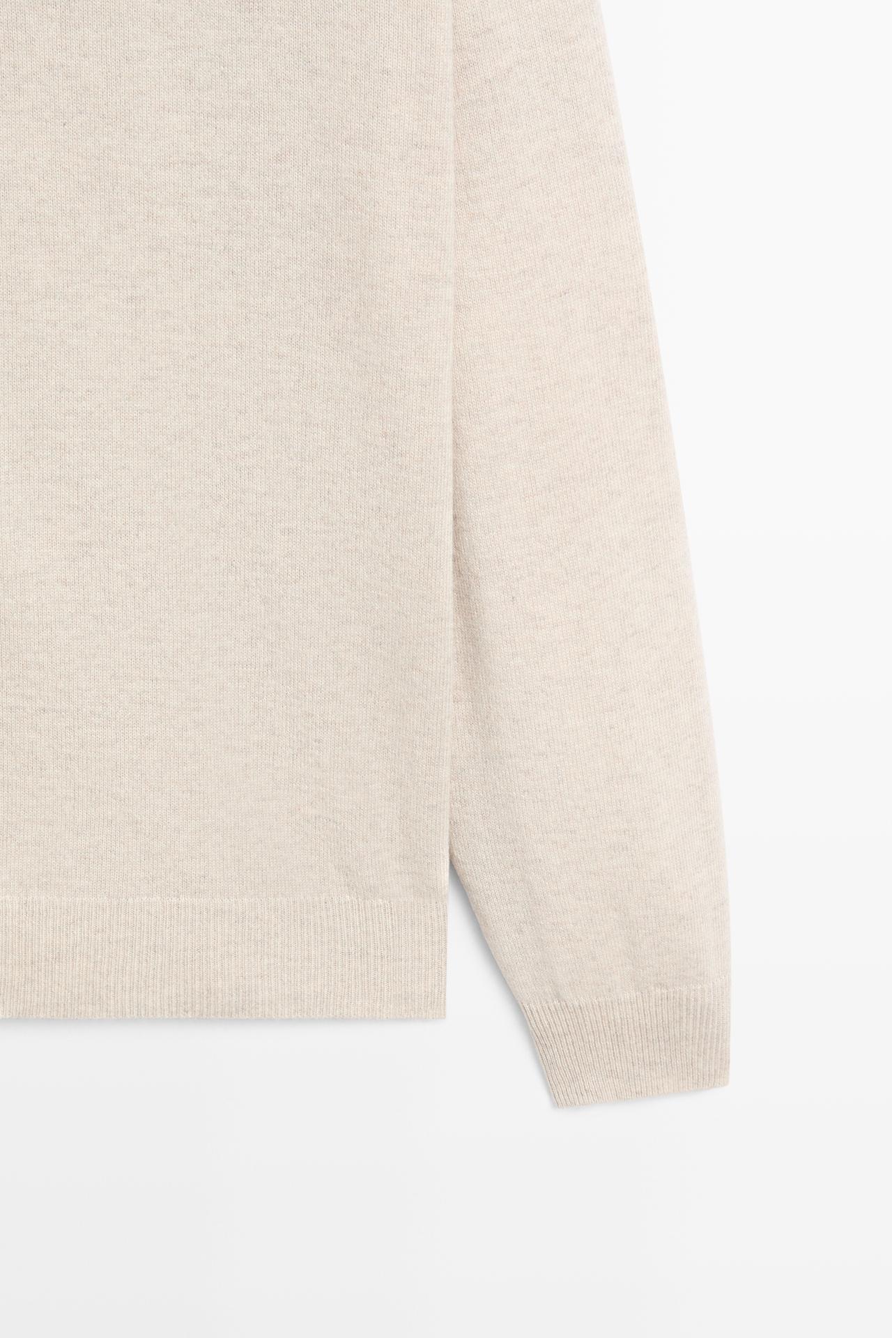 Mock neck knit sweater with zip — STONE