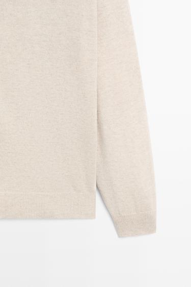 Mock neck knit sweater with zip — STONE 7