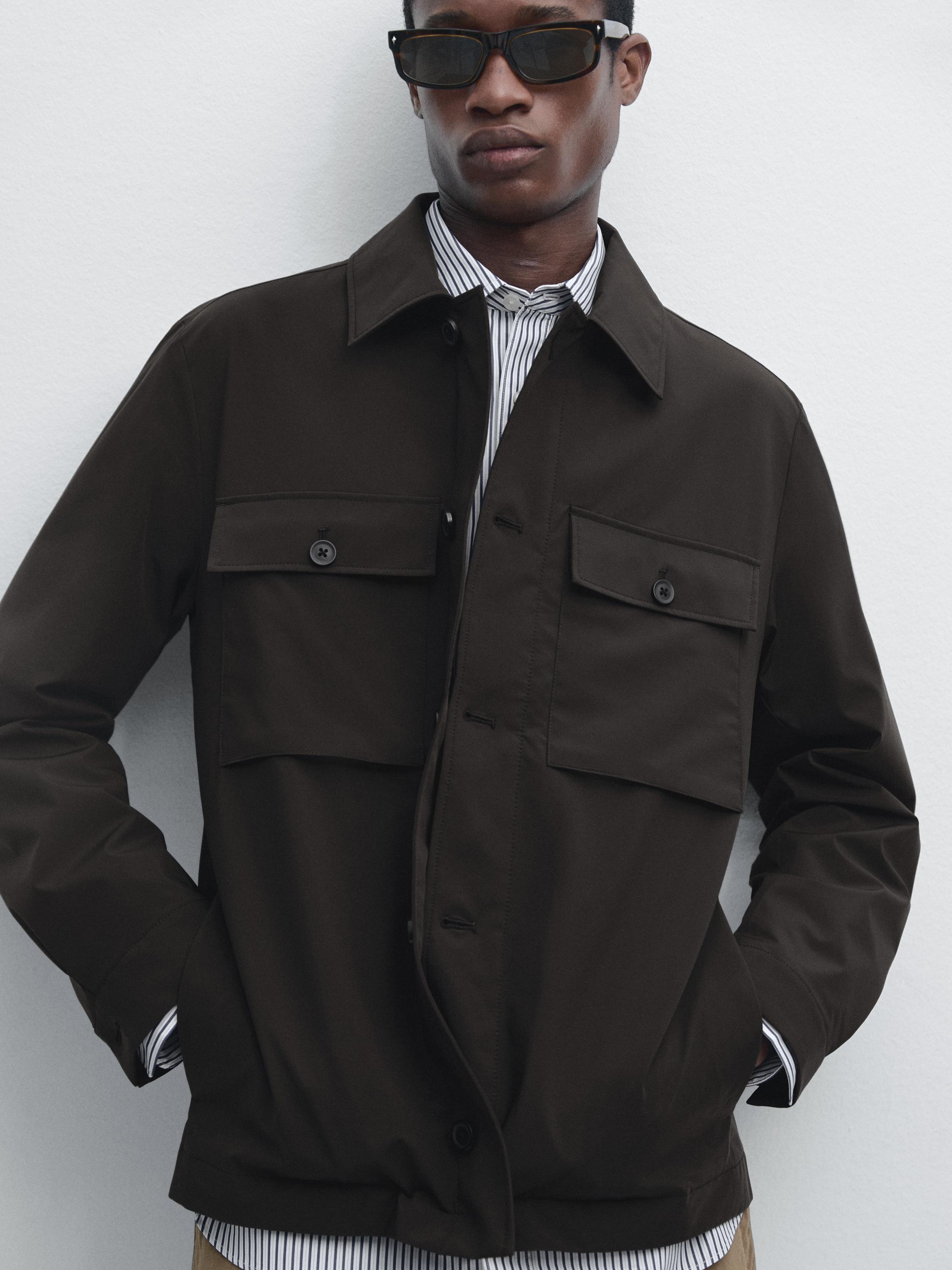 Short jacket with pocket details — Chocolate