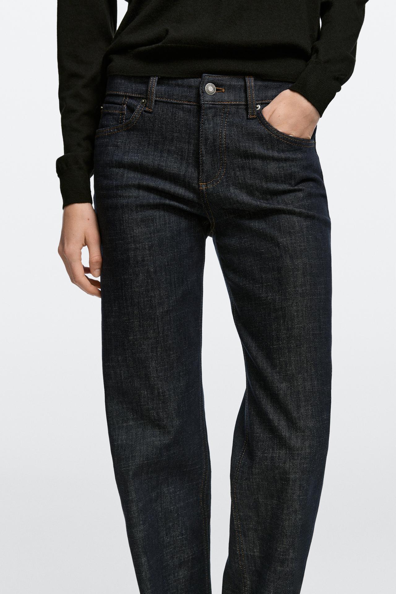 Low-rise straight-leg jeans — DARK BLUE