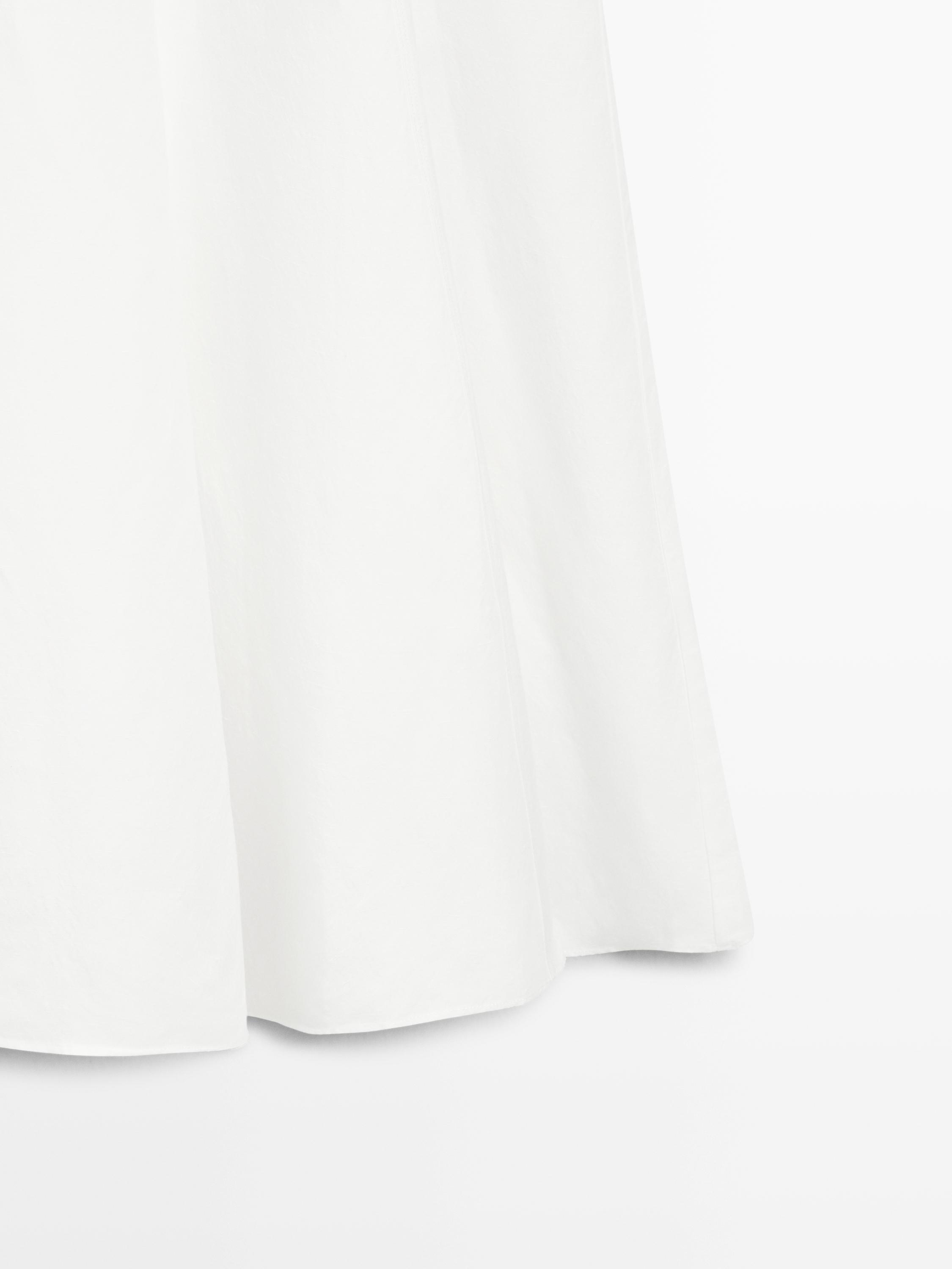 Flowing linen blend midi dress — WHITE