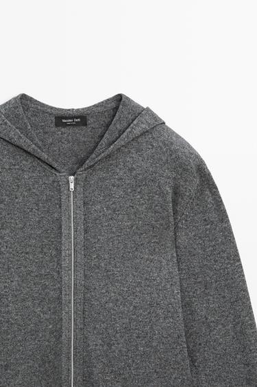 Wool-blend knit hooded cardigan — Medium Grey 4