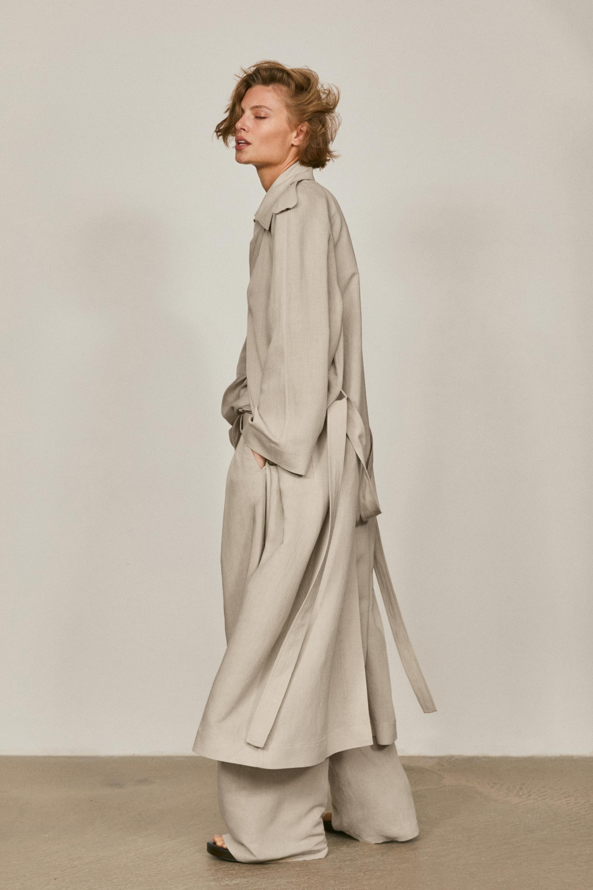 Oversize linen blend trench coat - LIMITED EDITION — SAND