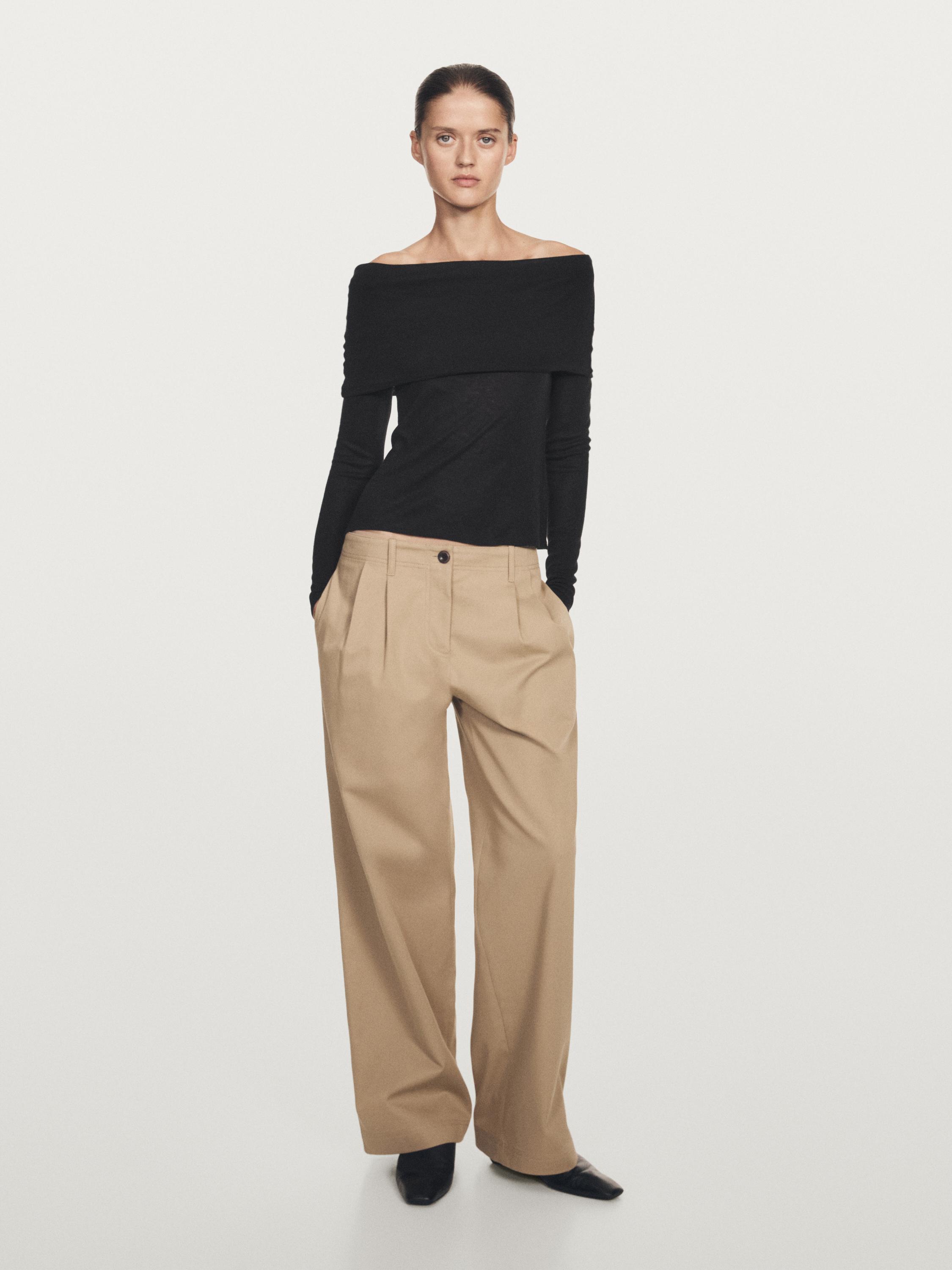 Strapless T-shirt met lange mouw