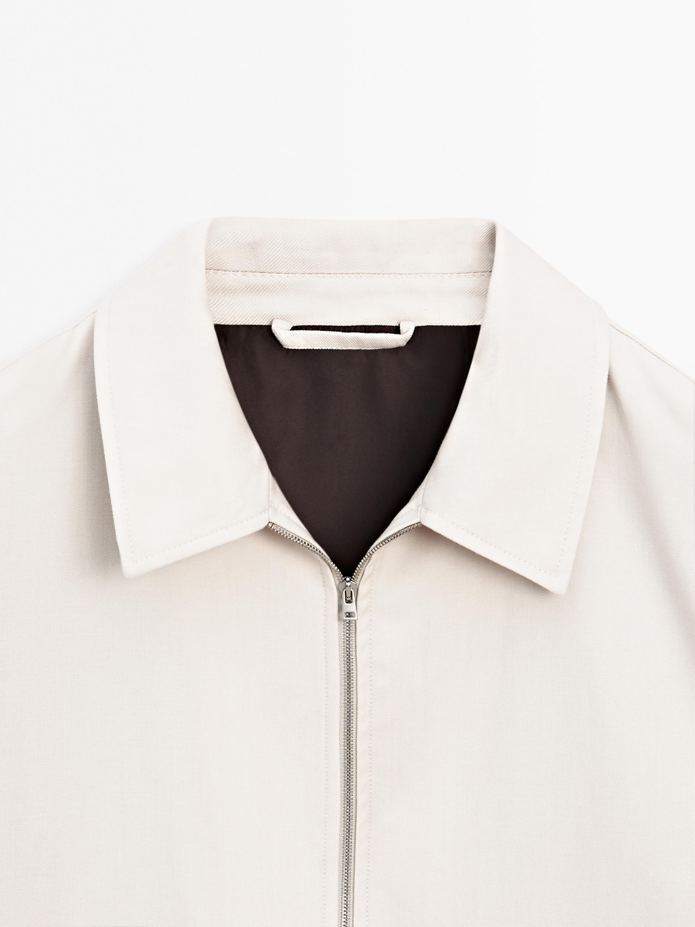 Wool and cotton blend jacket with pockets