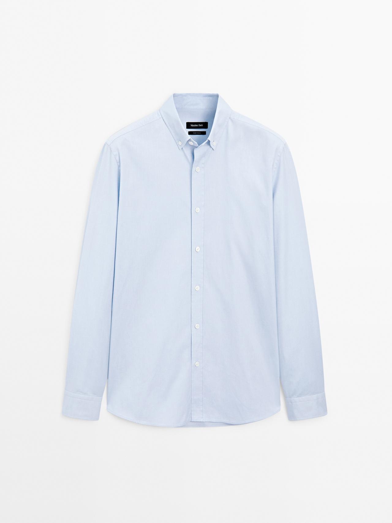 Massimo Dutti - Herre - Regular Fit Oxfordskjorte - Himmelblå - Xl