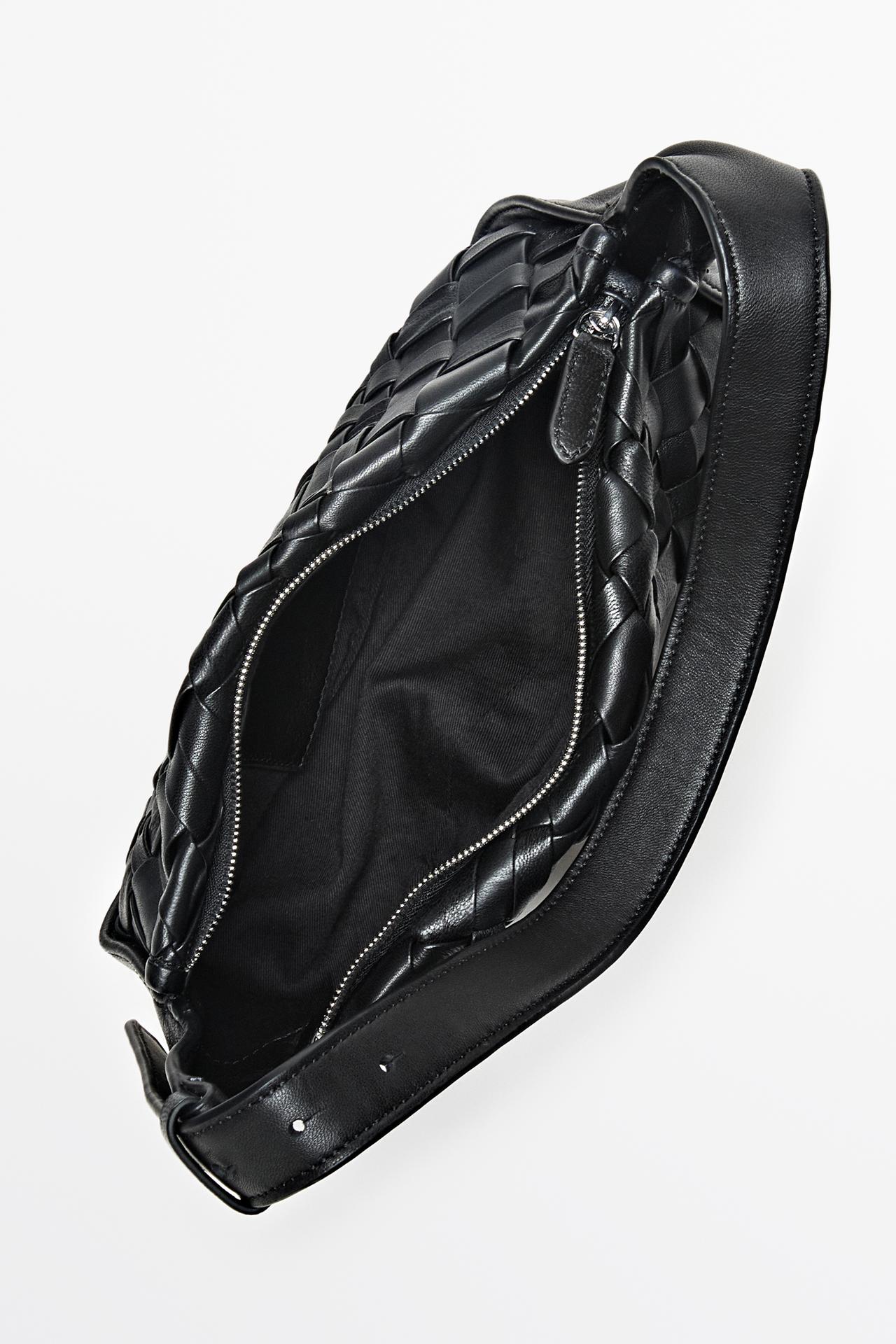 Mini braided sheepskin bag — BLACK