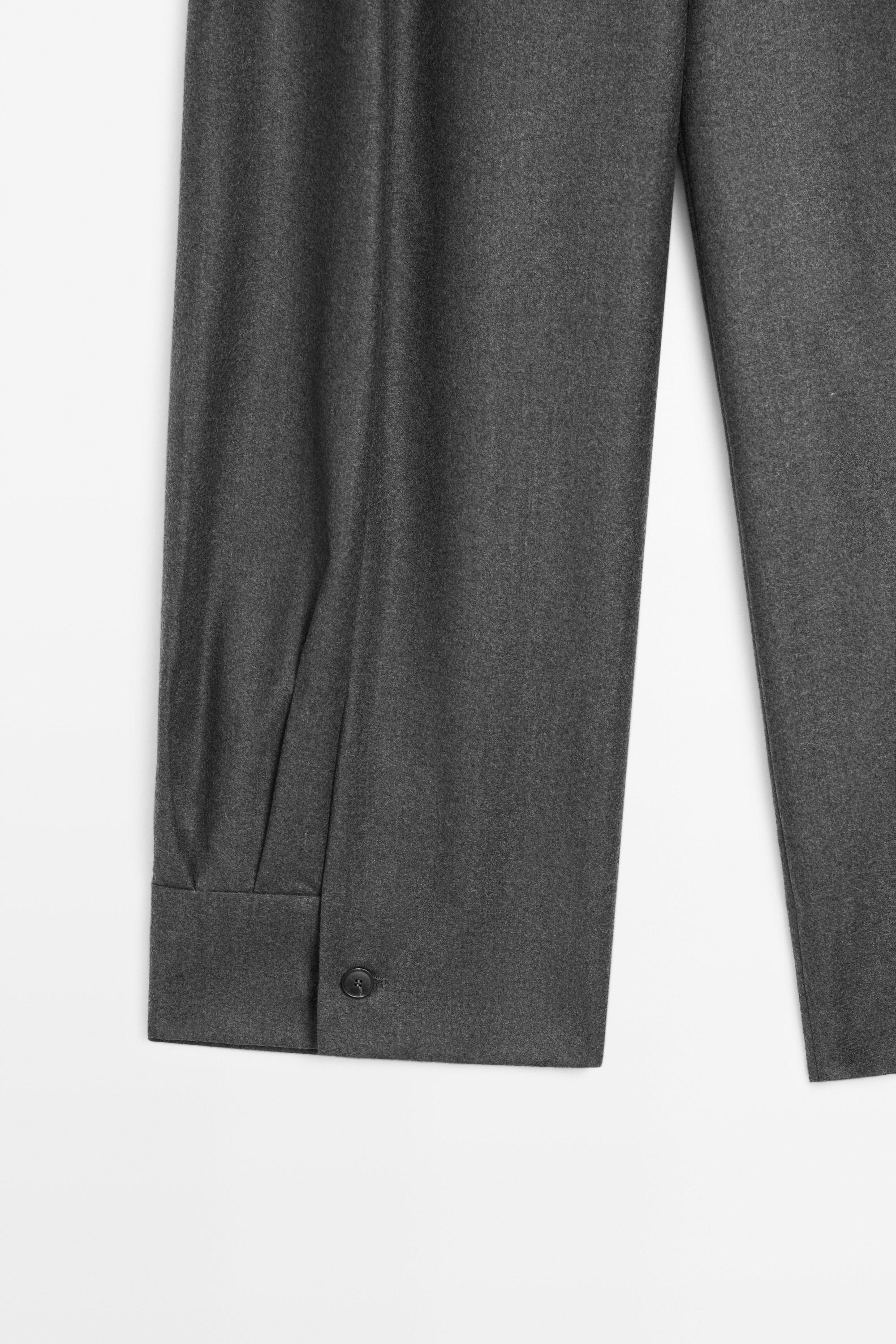 100% wool trousers with hem button detail — DARK GREY