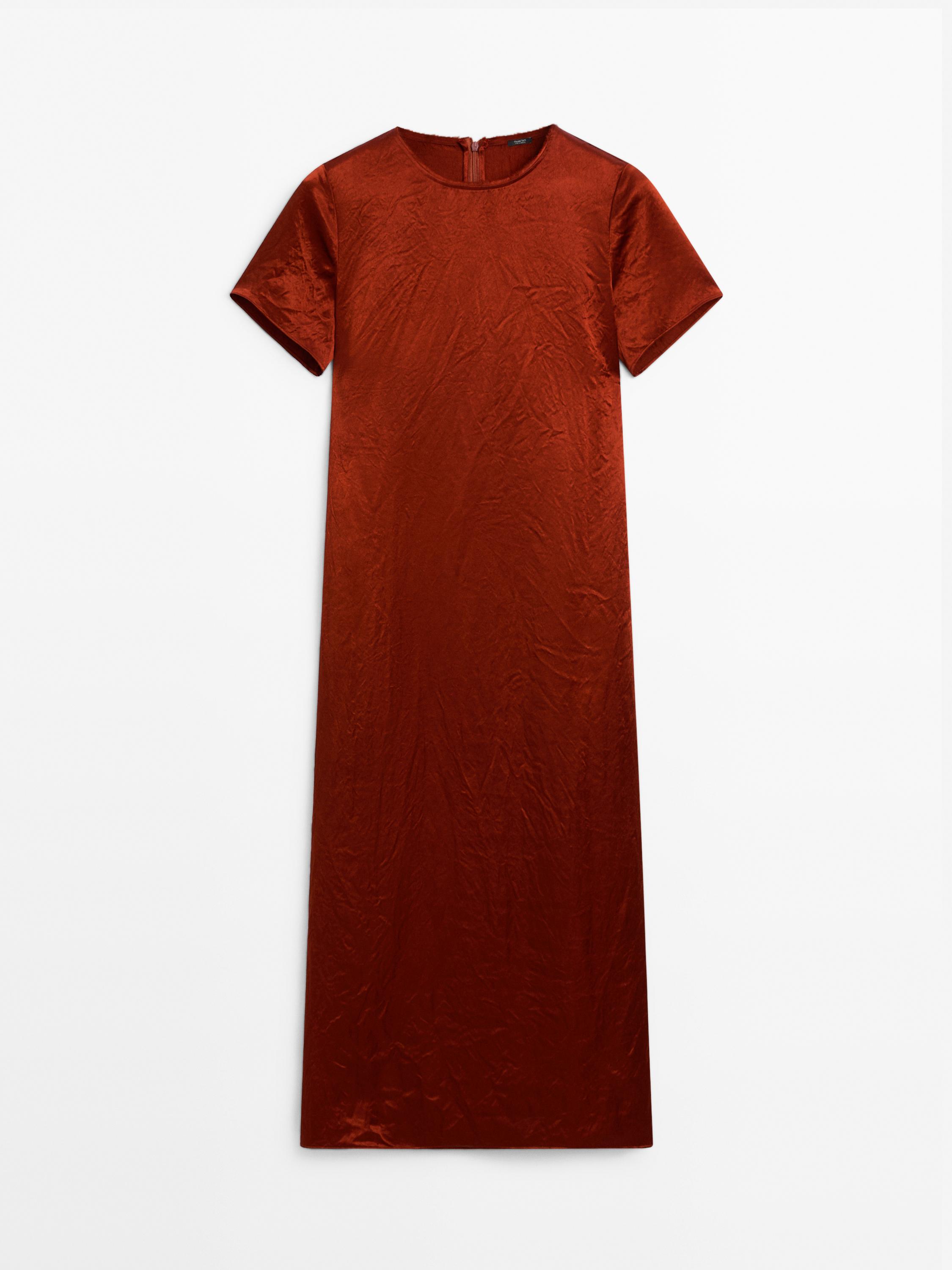 Váy midi satin dáng chảy