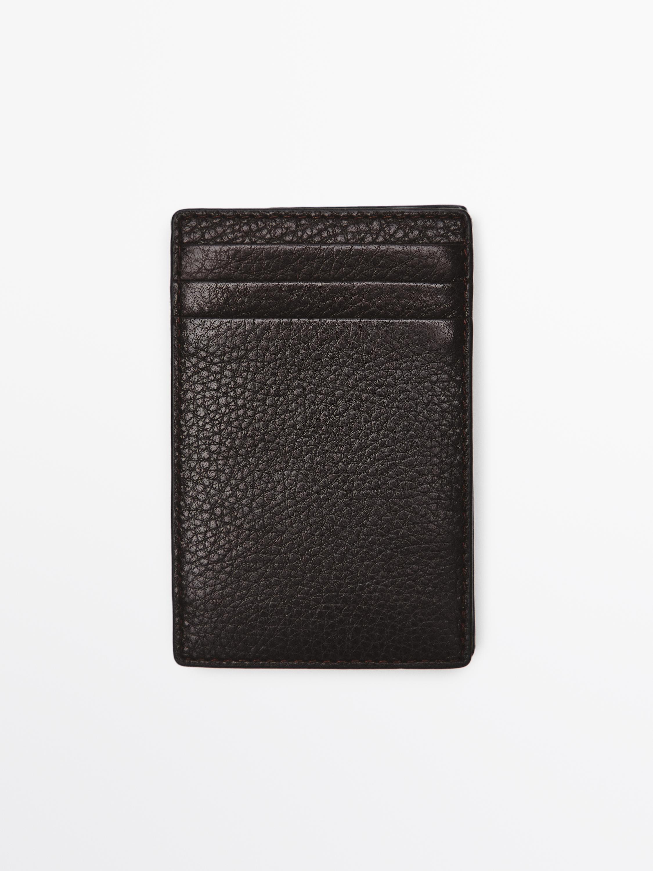 Nappa leather "magic" vertical wallet — BROWN
