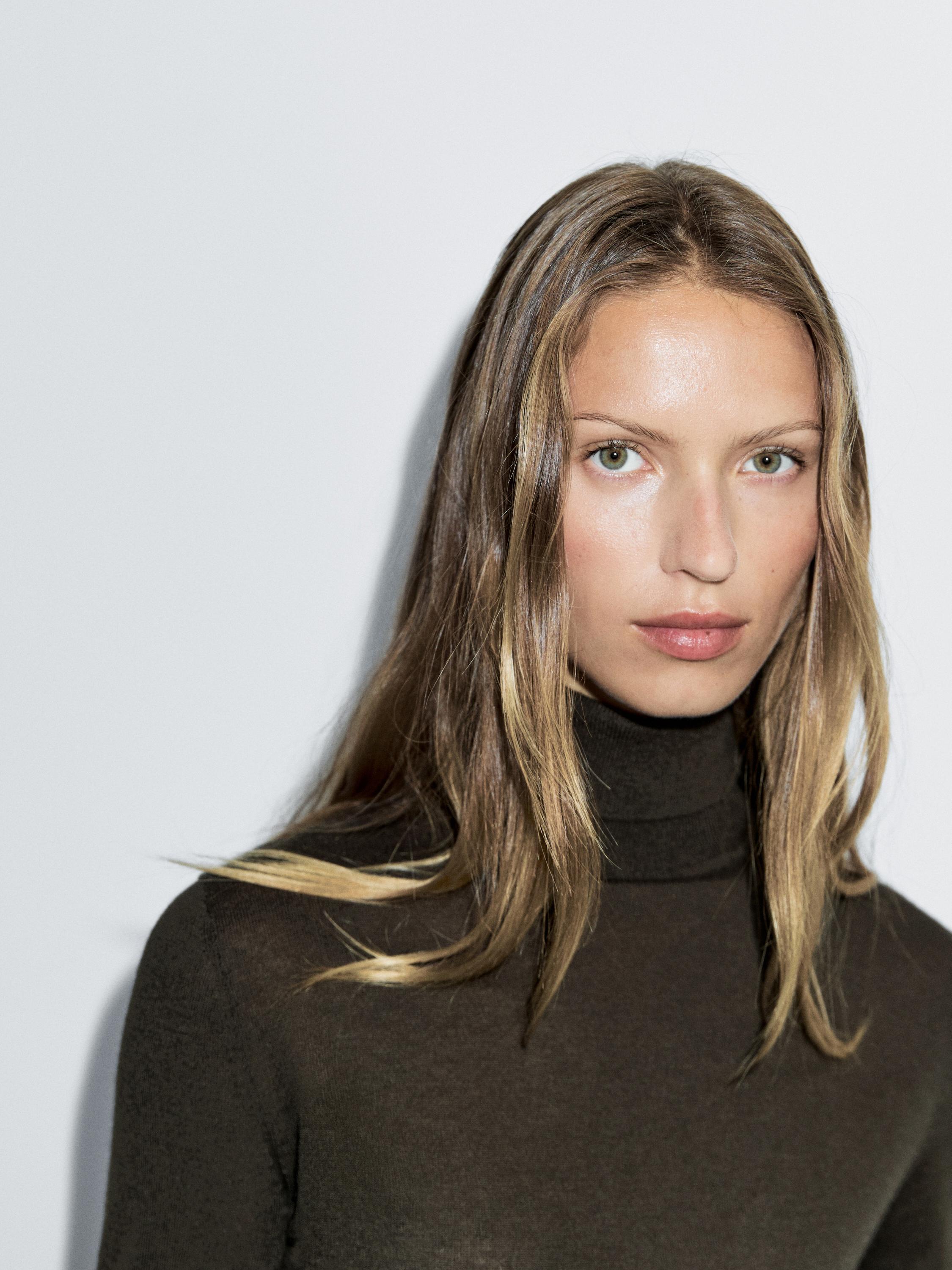 High neck wool blend sweater