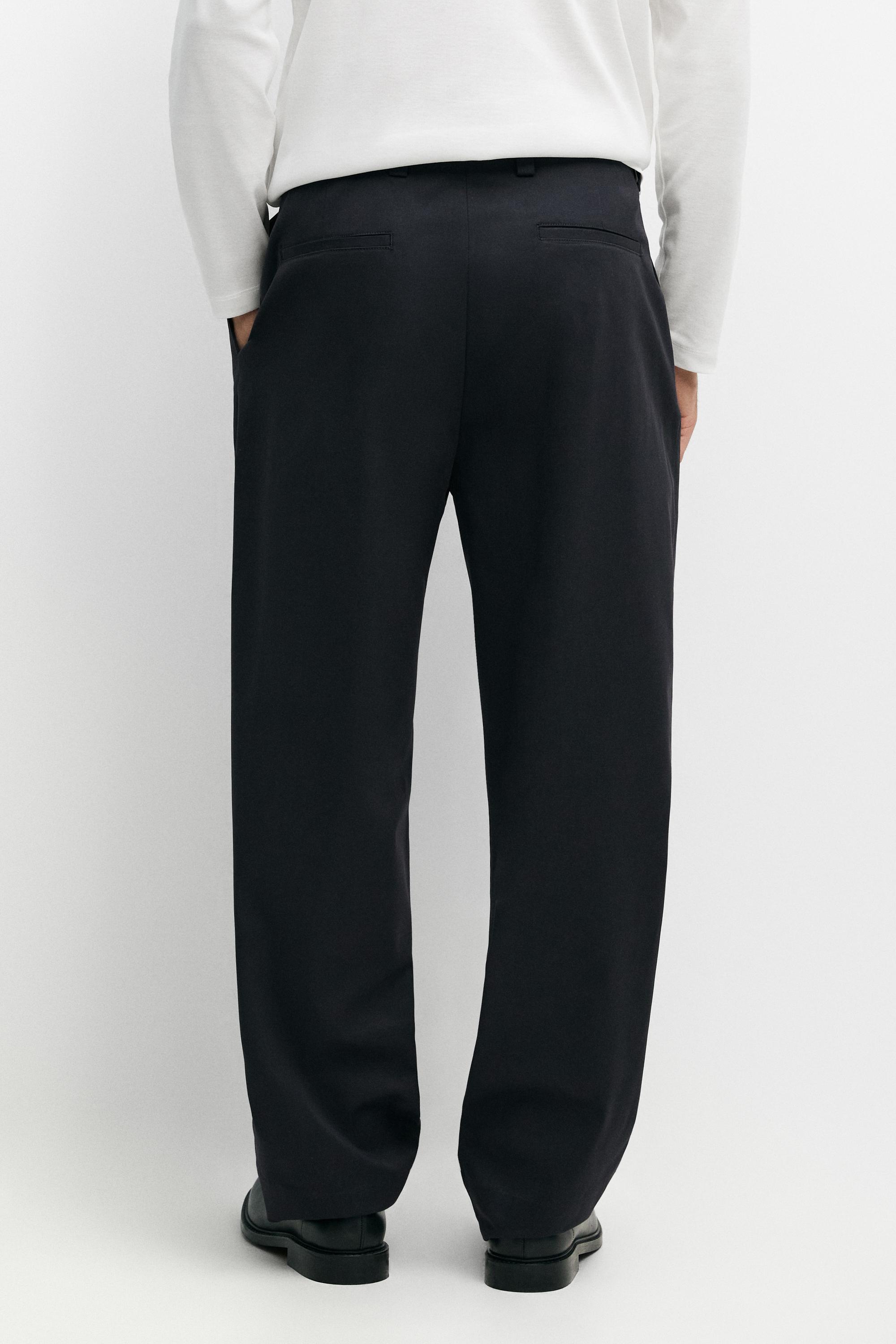 Cotton blend darted trousers — NAVY BLUE