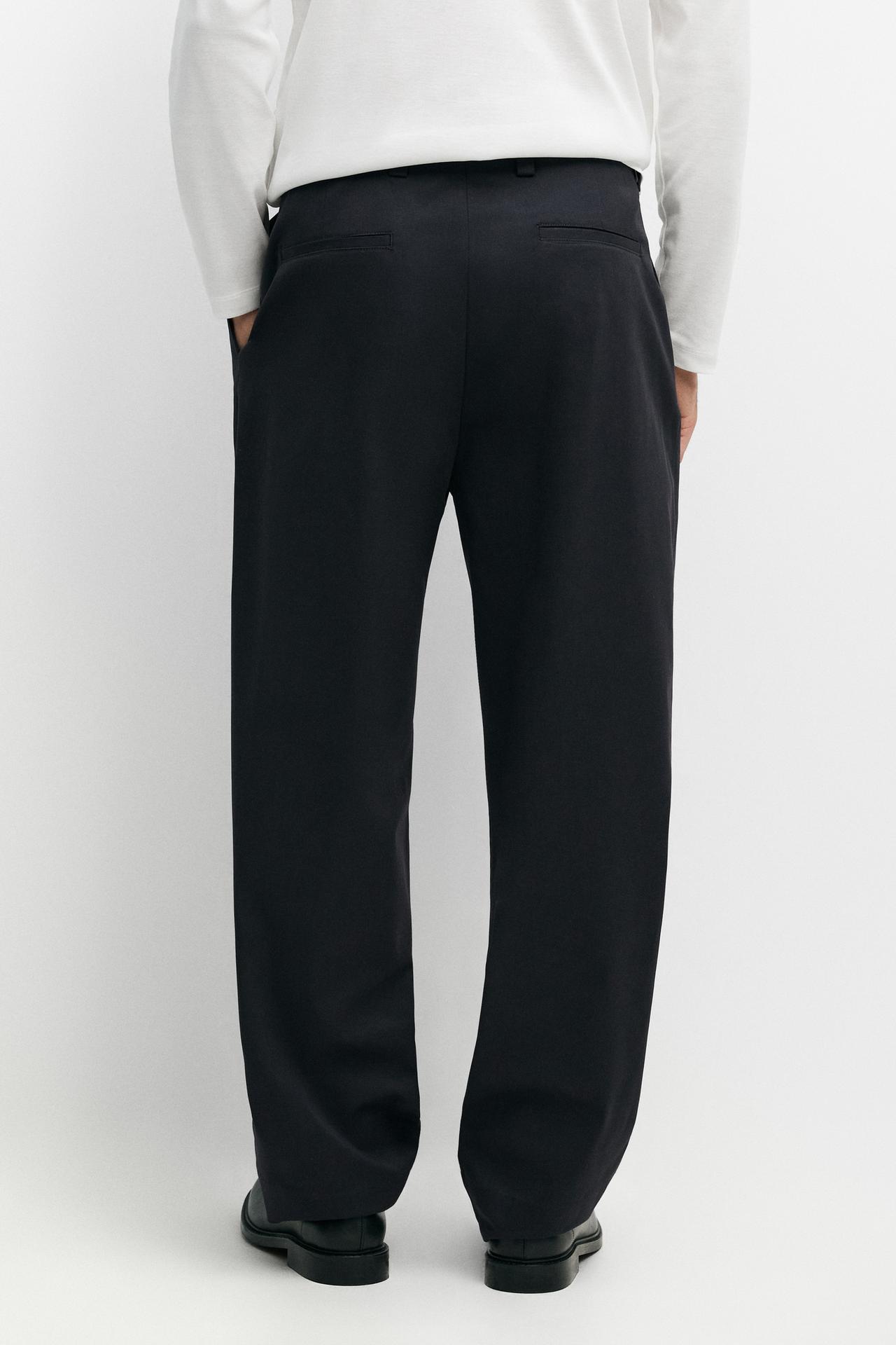 Cotton blend darted trousers — NAVY BLUE