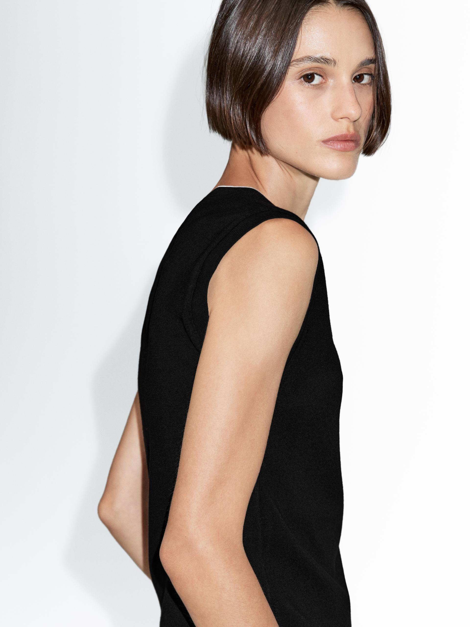 Top Sem Mangas Com Pormenor De Bolsos - Preto - Xs - Massimo Dutti - Mulher
