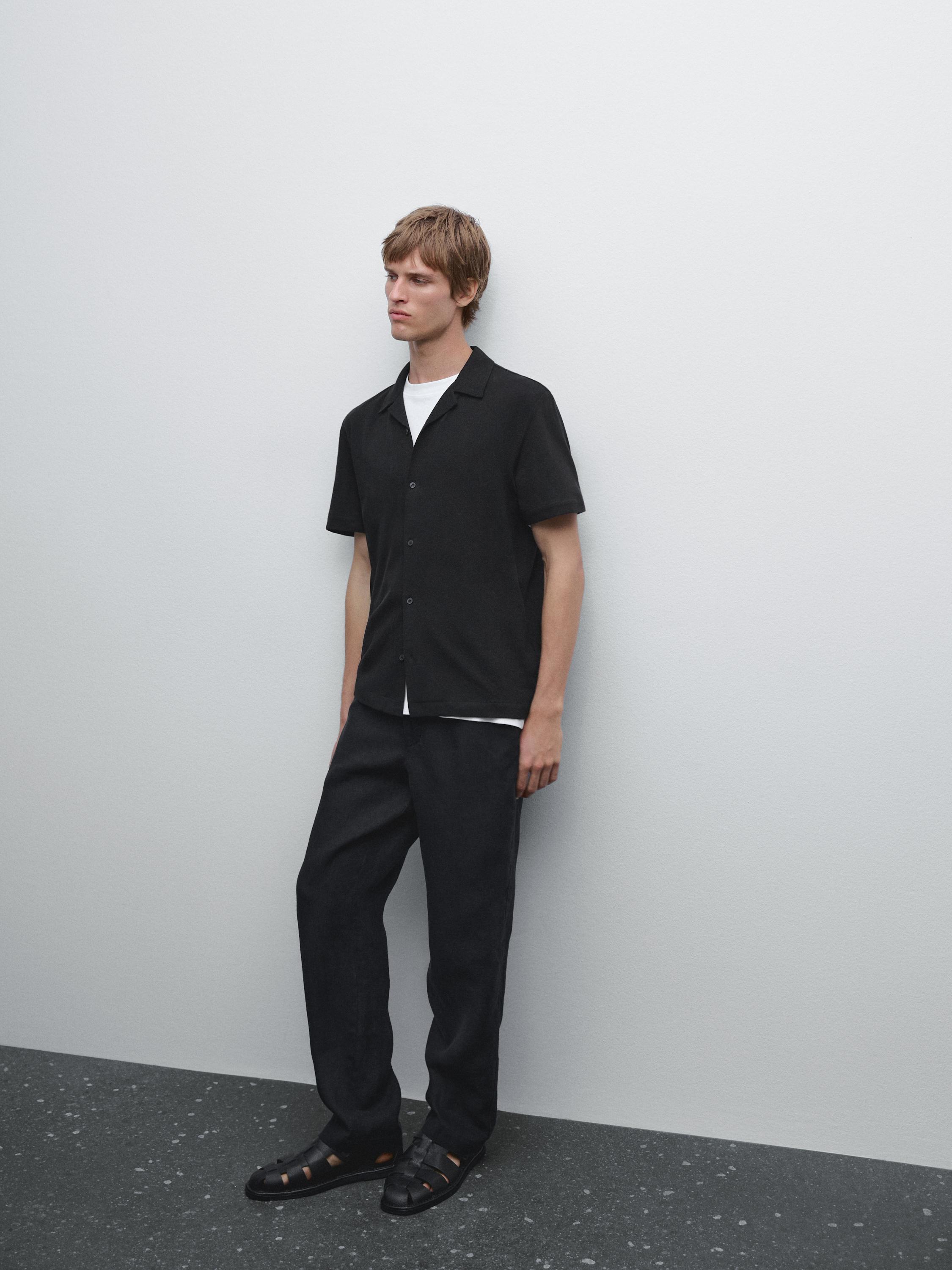 Linen blend short sleeve shirt