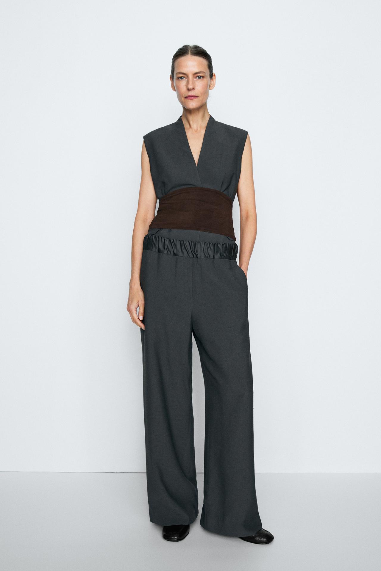 Studio total look elasticated pants — PETROLEUM