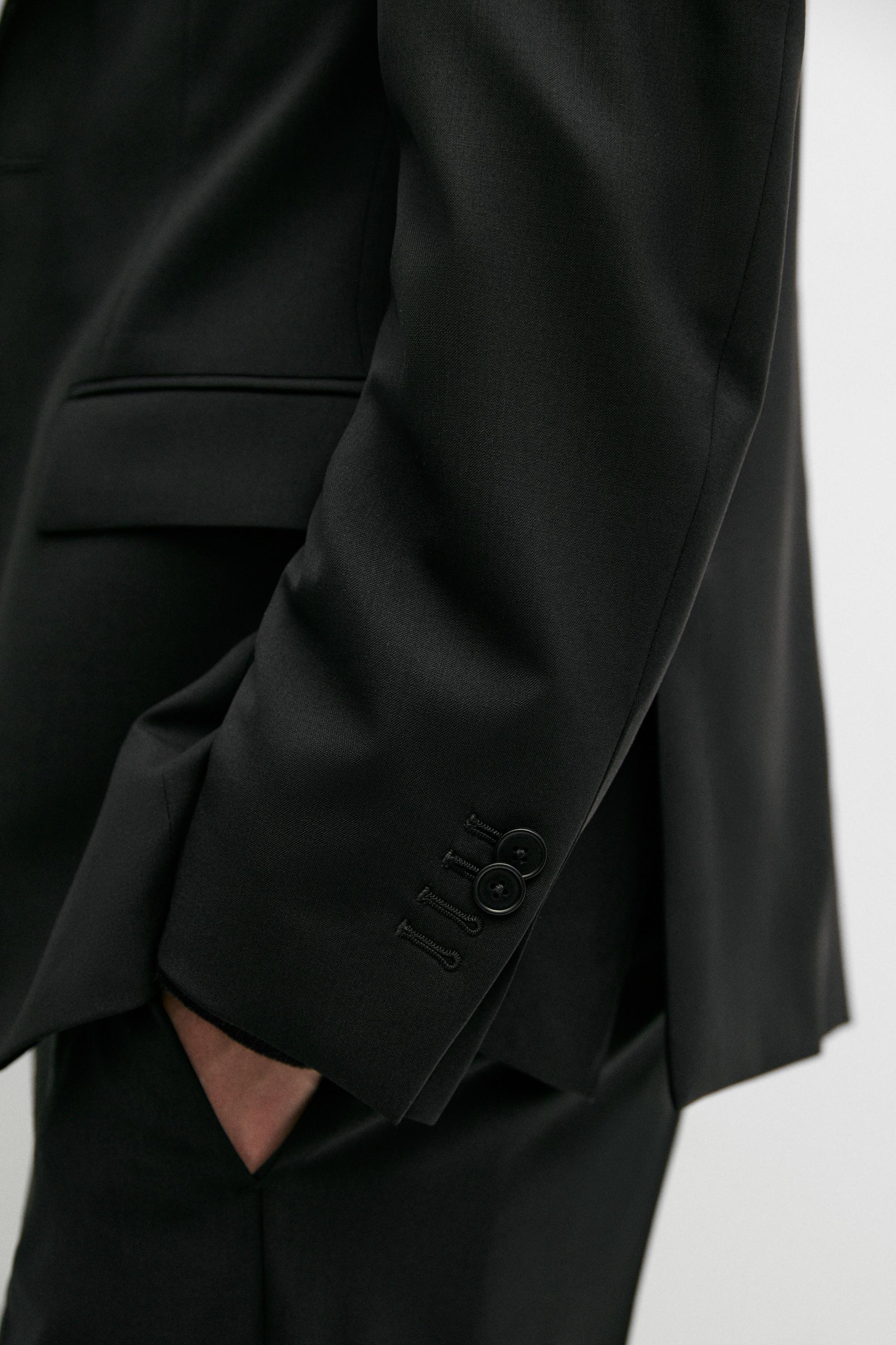 100% cool wool suit blazer — BLACK