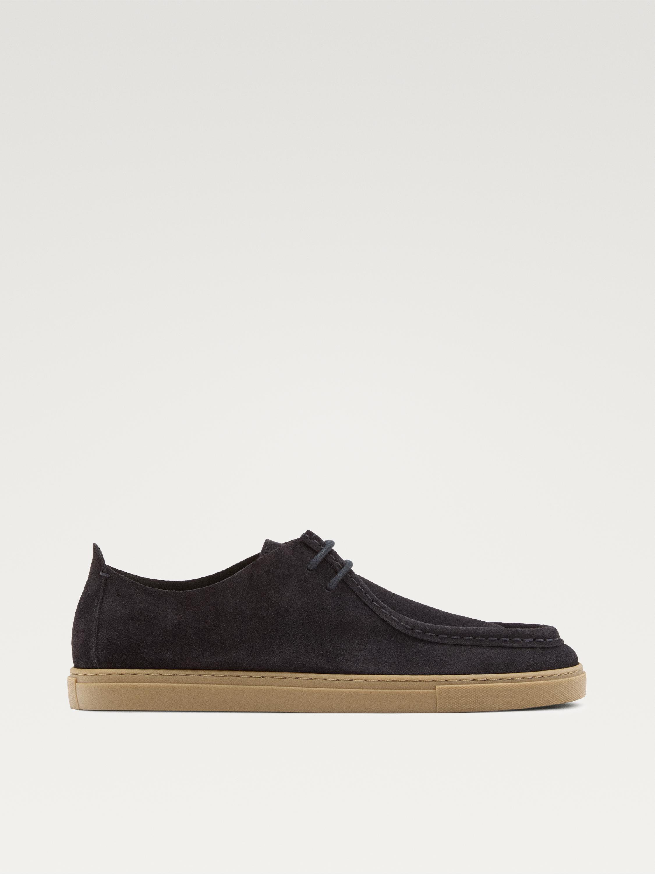 Soft leather moc toe shoes — Dark blue