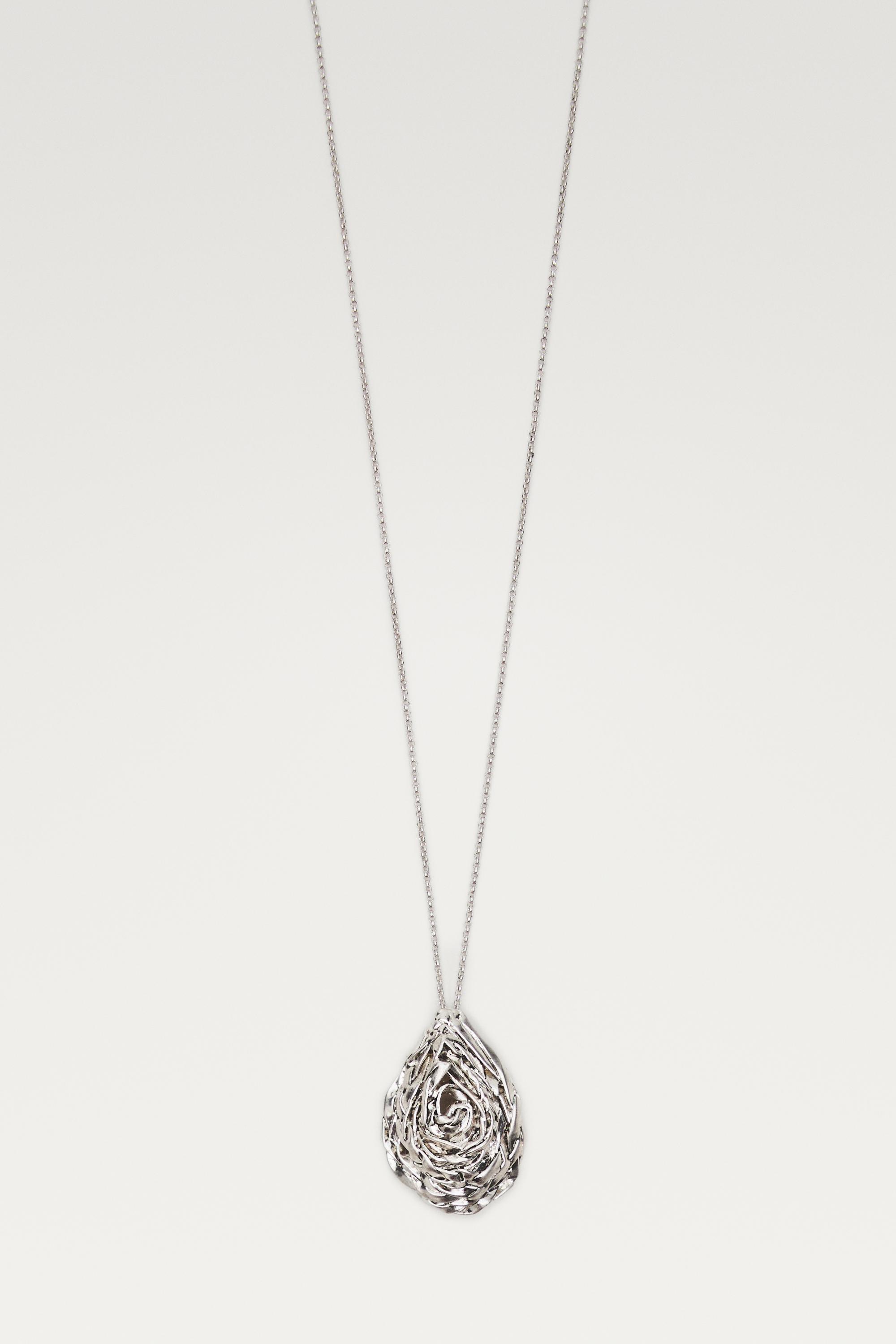 Necklace with textured pear basket piece - LIMITED EDITION — SILVER