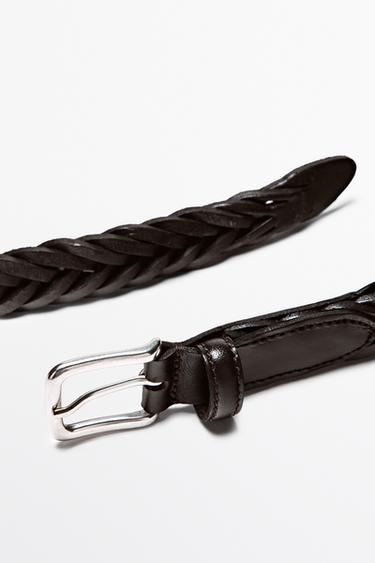 Braided leather belt — BROWN 3