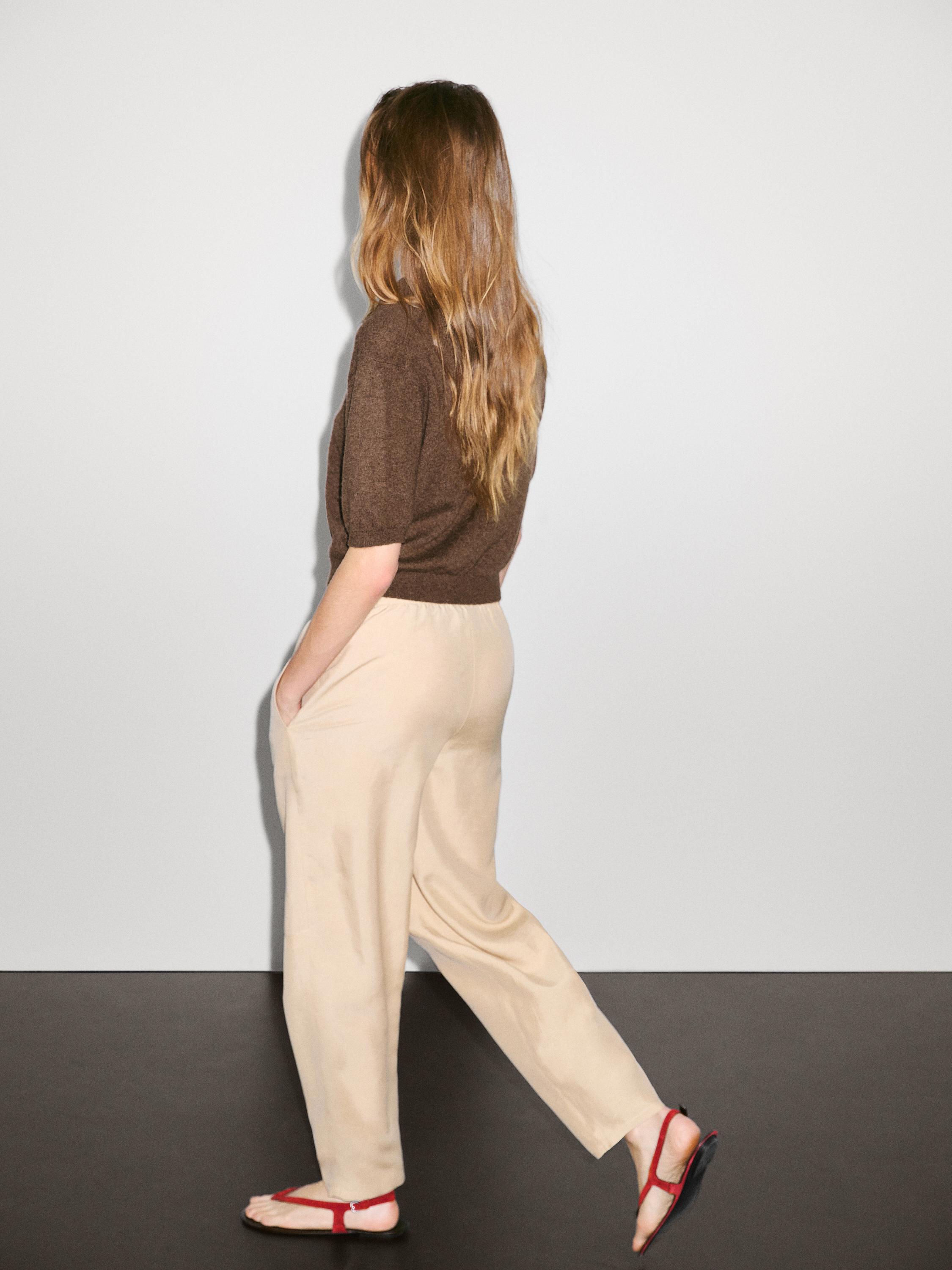 100% cashmere knit short sleeve sweater