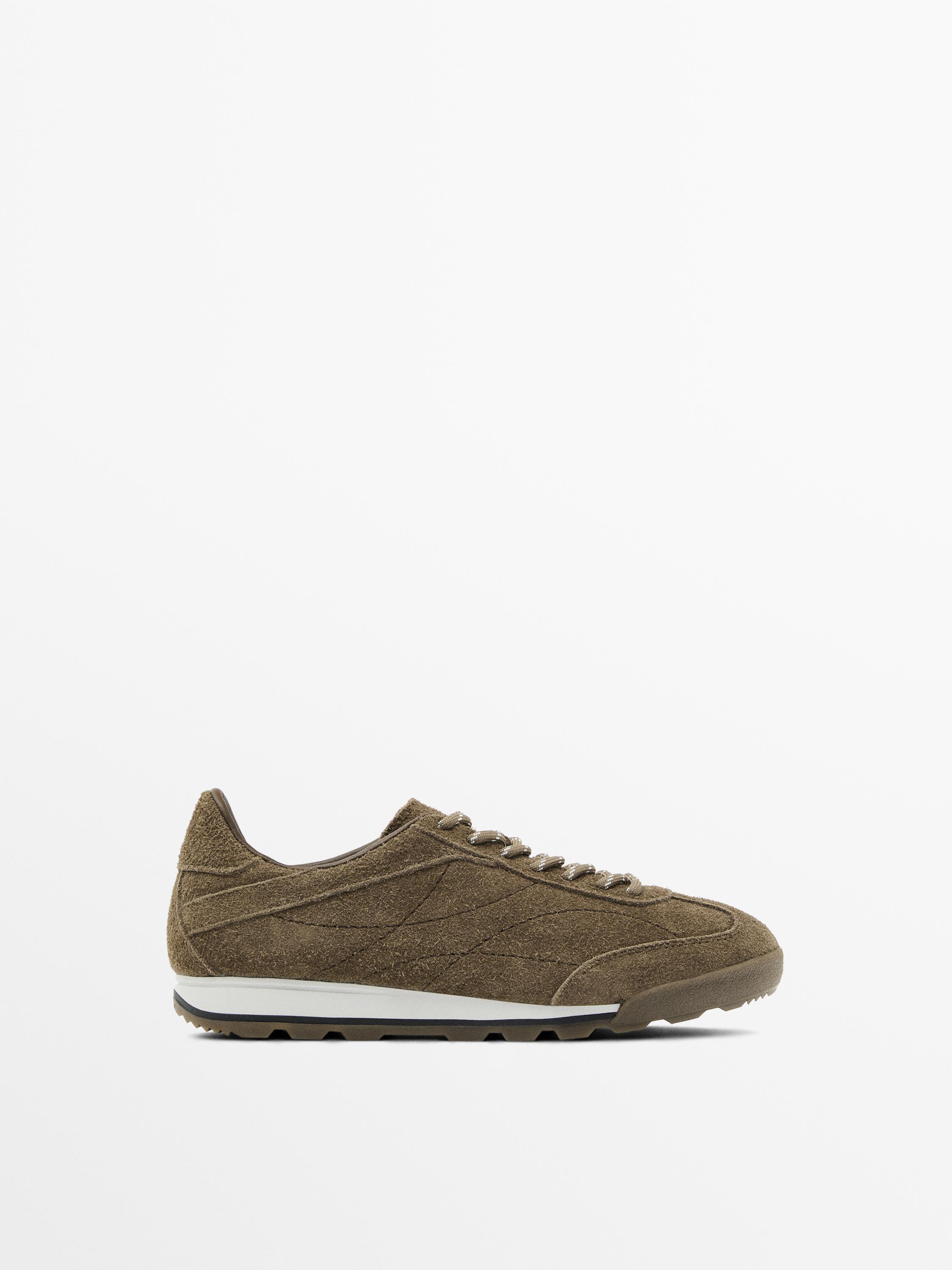 Split suede leather trainers