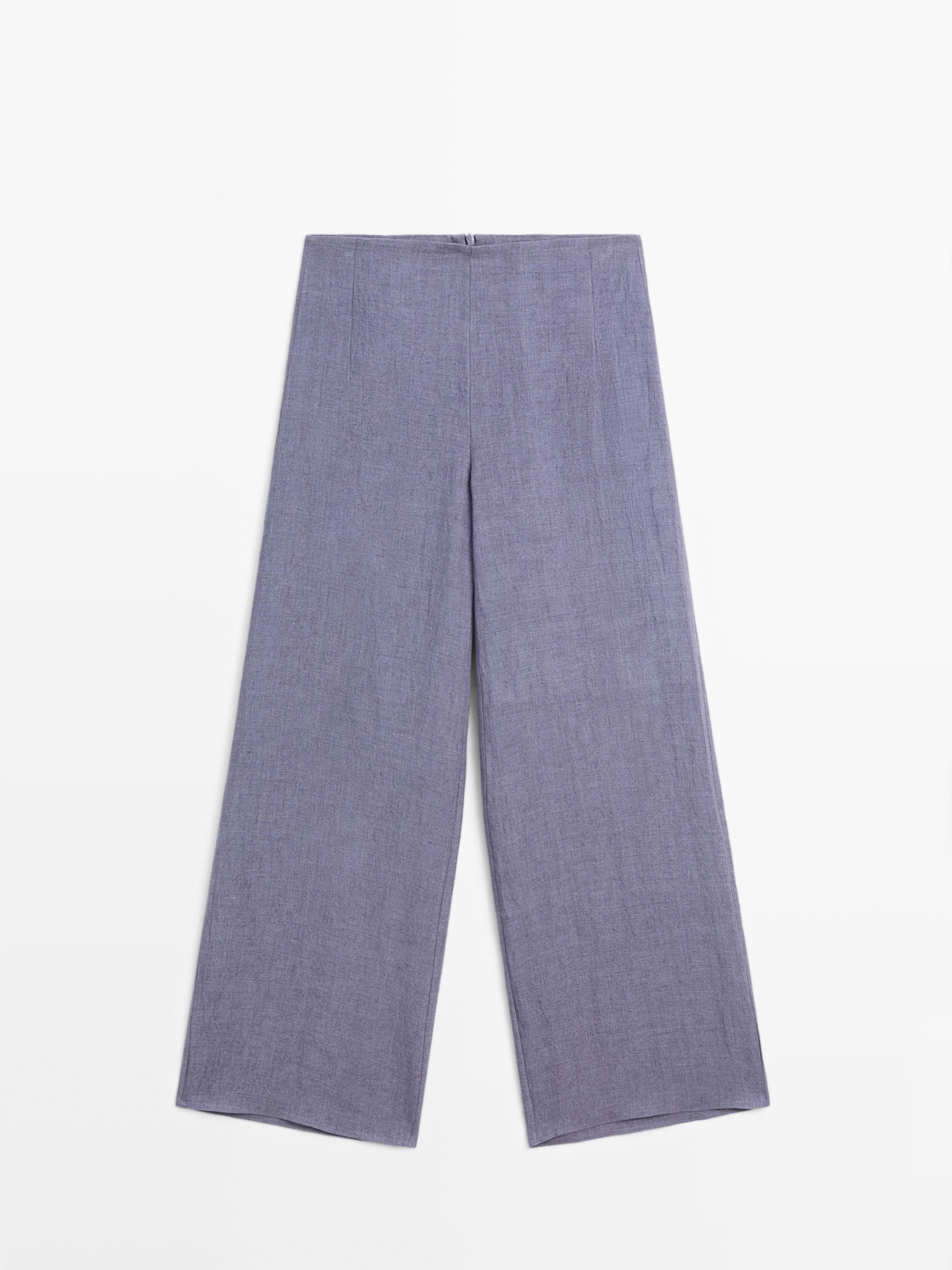 Pantalón tiro alto 100% lino