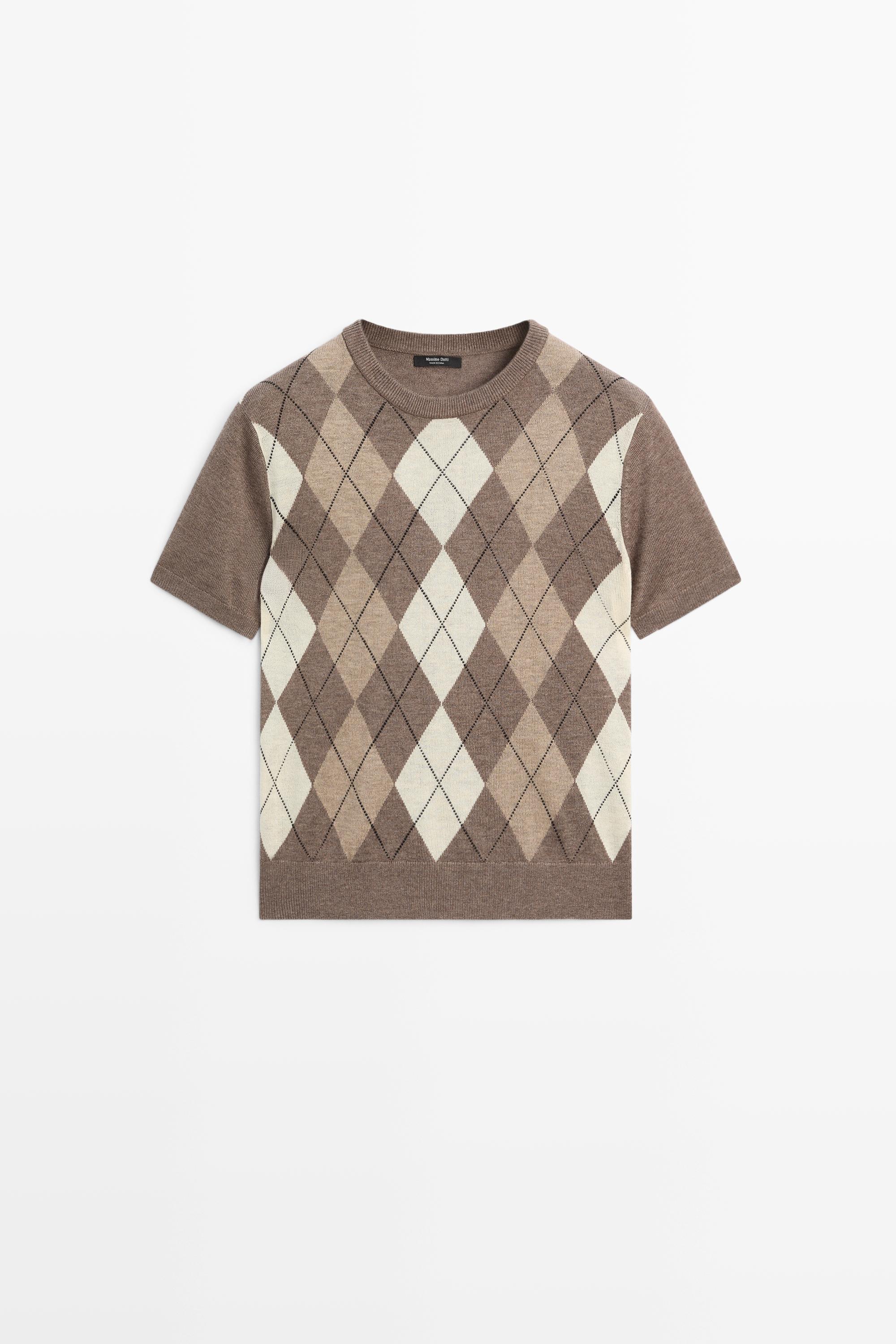 Pull manches courtes motif losanges