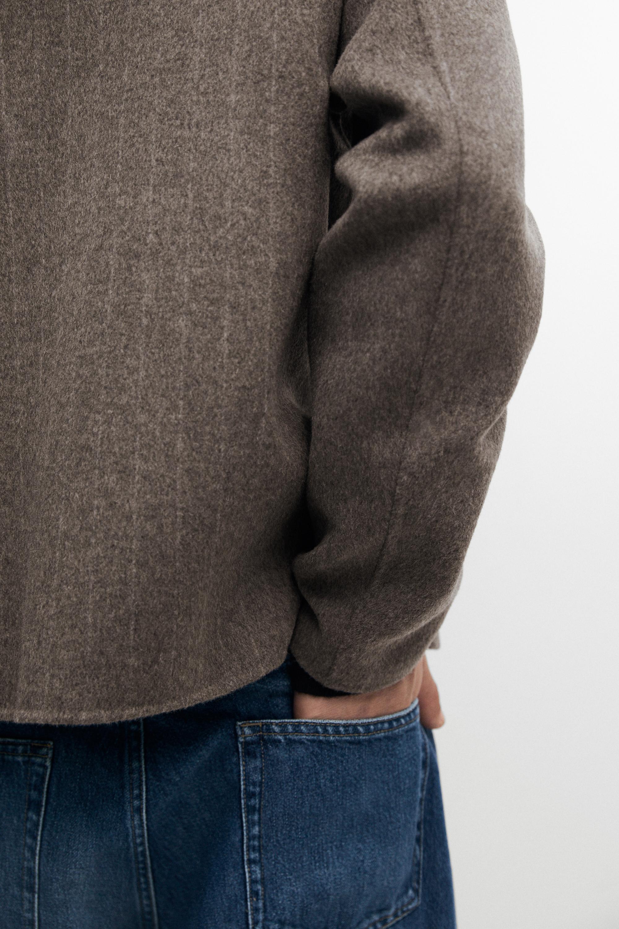 Striped double wool blend jacket — MINK