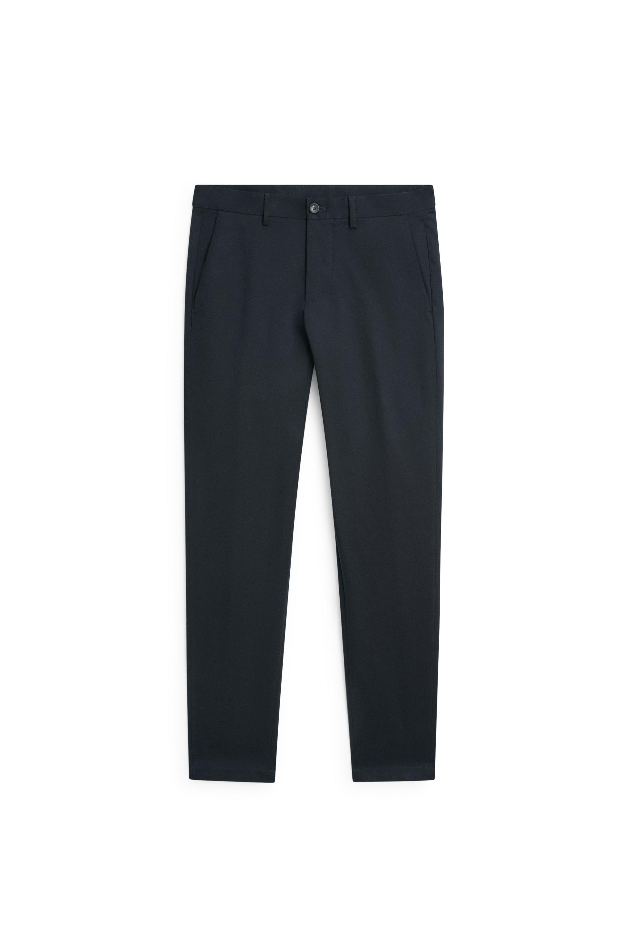 Cotton blend slim fit pants — NAVY BLUE