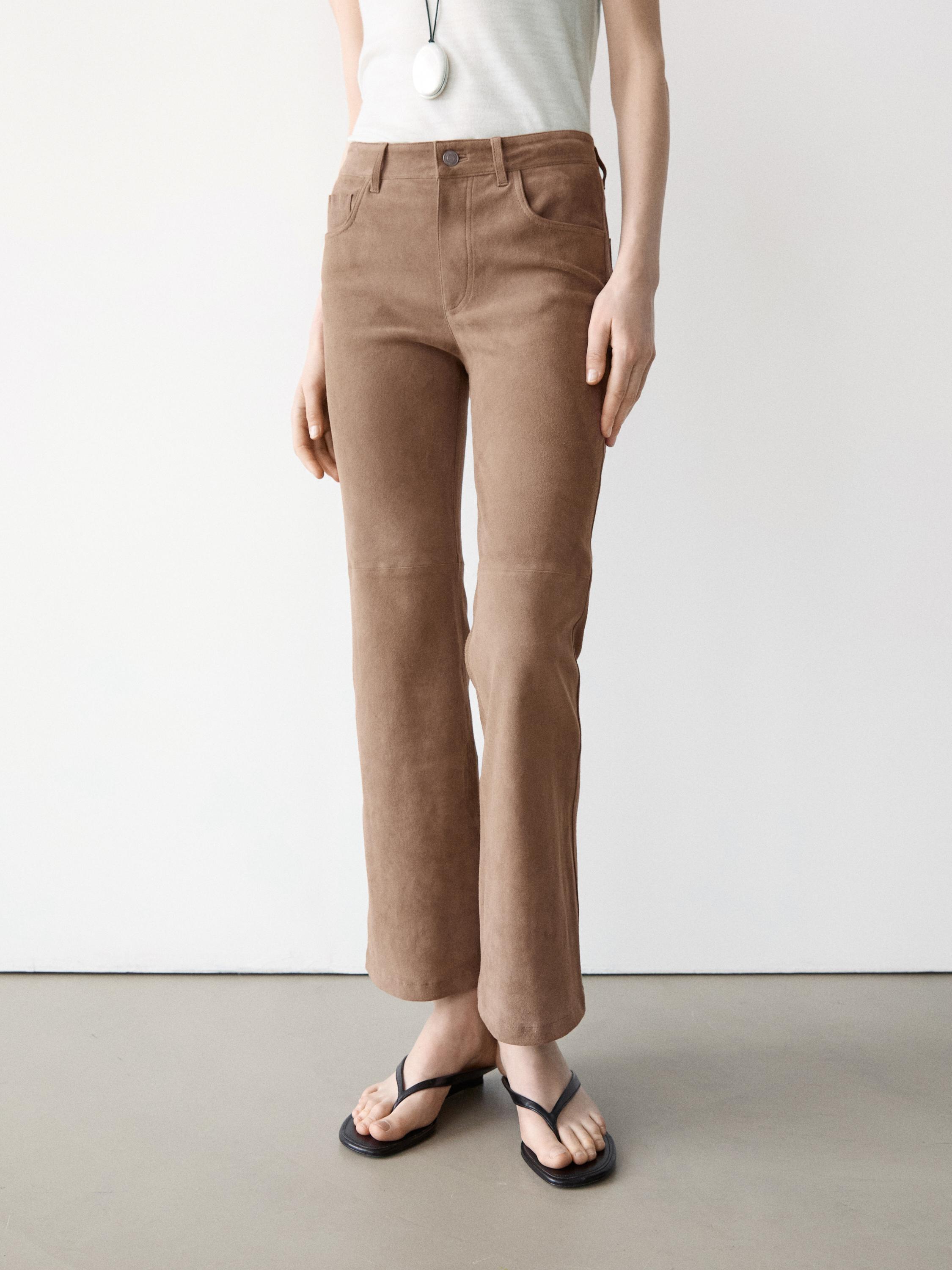 Flare fit suede leather leggings