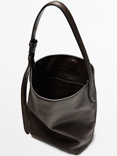 Nappa leather mini bucket bag — BROWN 7
