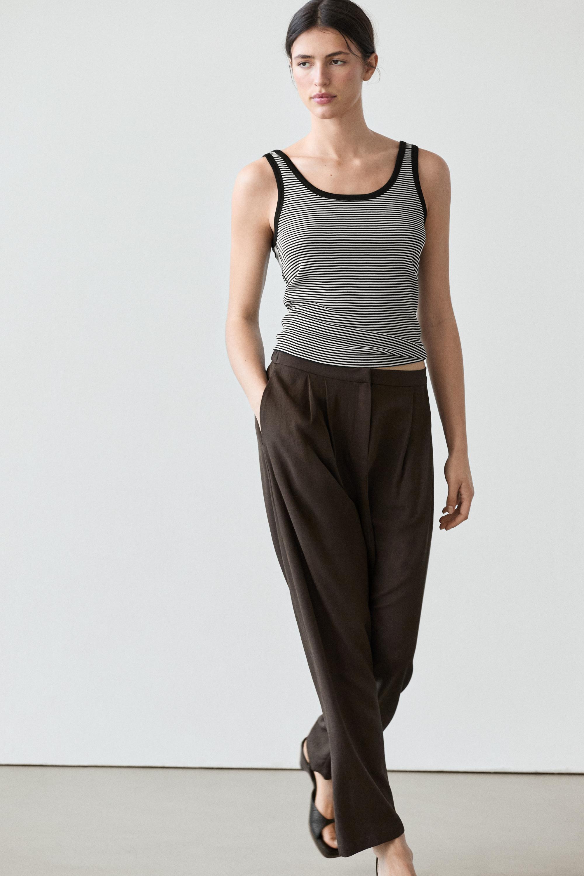 Топ из хлопка с деталью в полоску