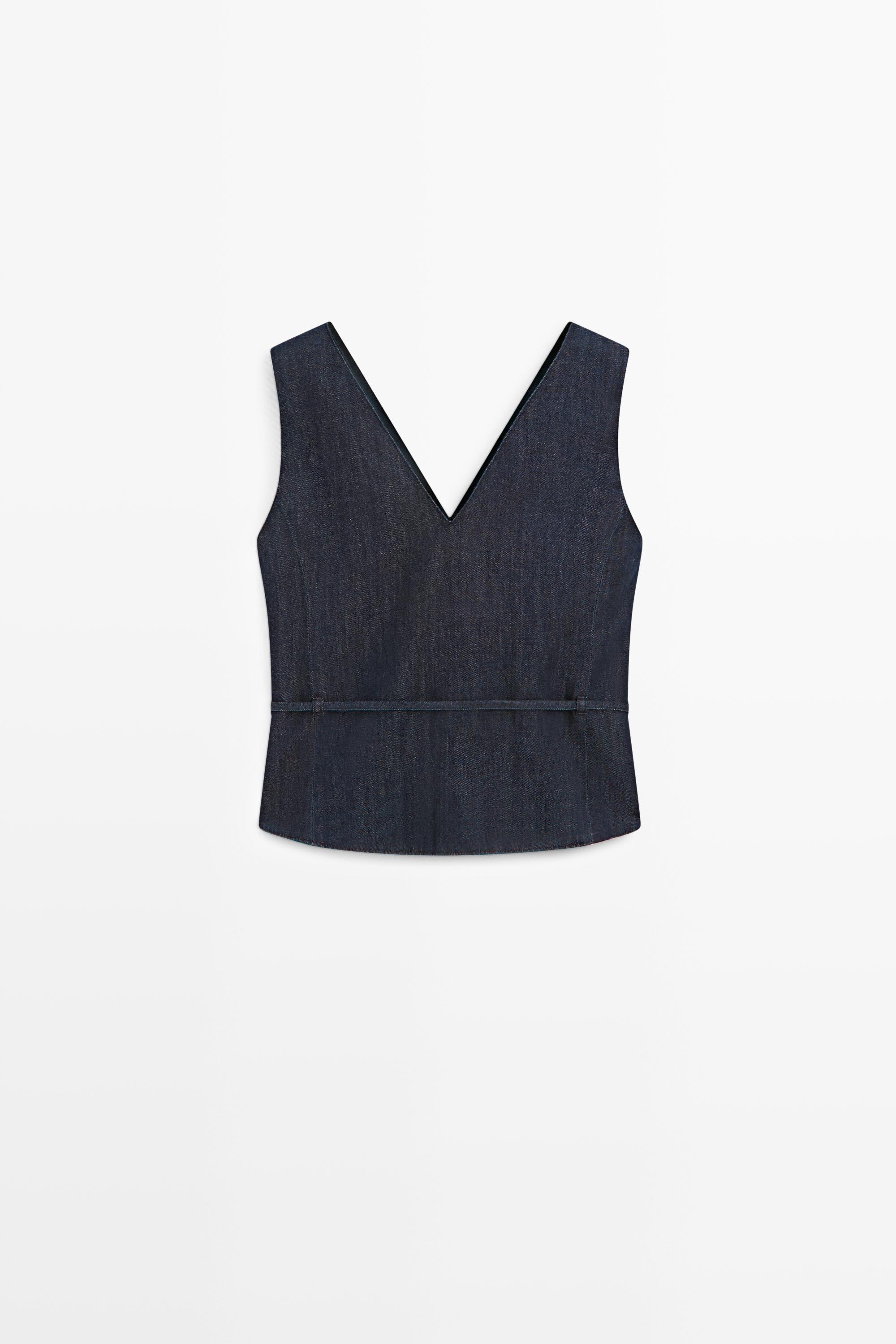 Total look denim vest — DARK BLUE